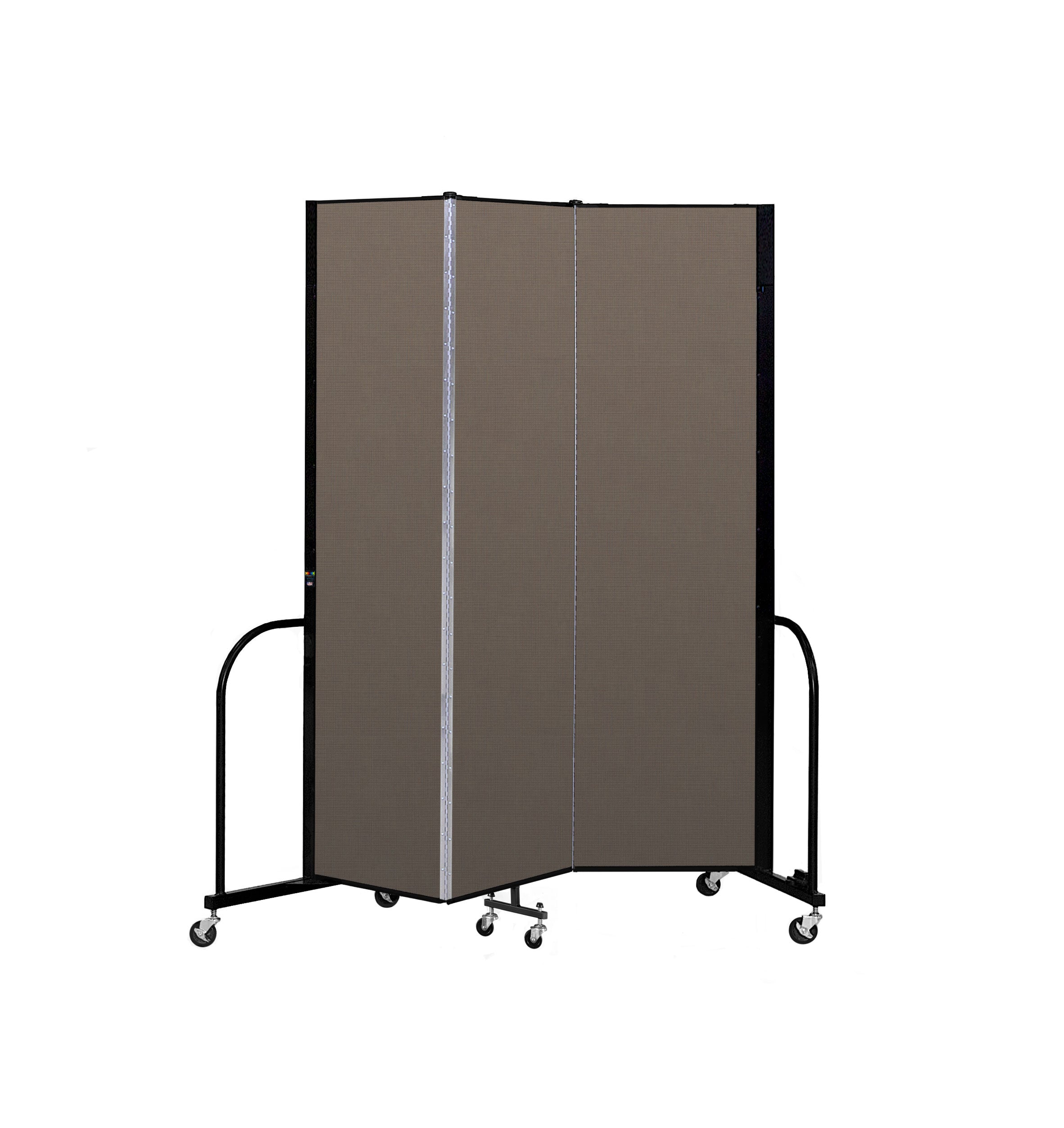 Signature Room Divider - 7' 4"H x 5' 9"L - 3 Panel, Walnut, Fabric