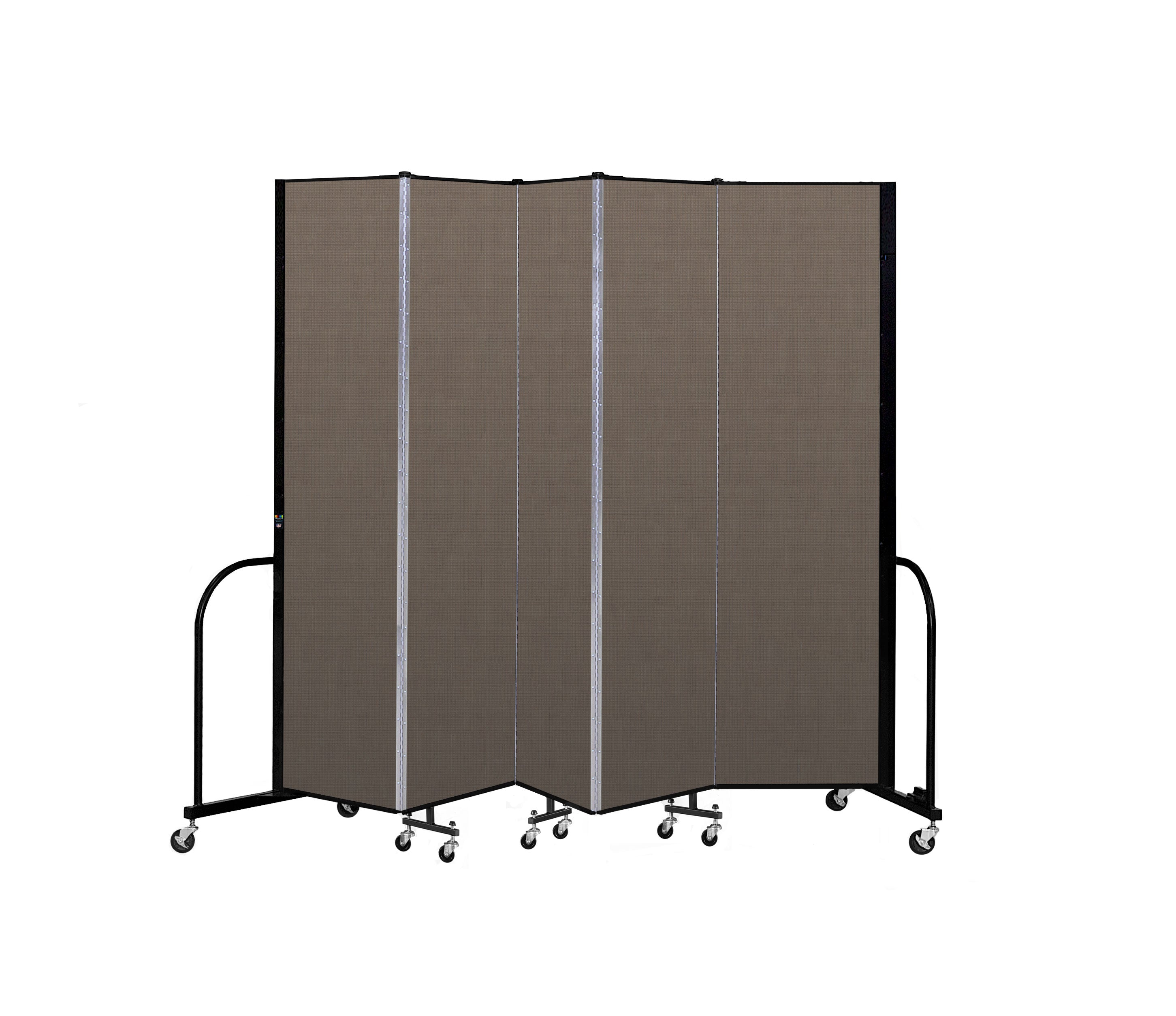 Signature Room Divider - 7' 4"H x 9' 5"L - 5 Panel, Walnut, Fabric