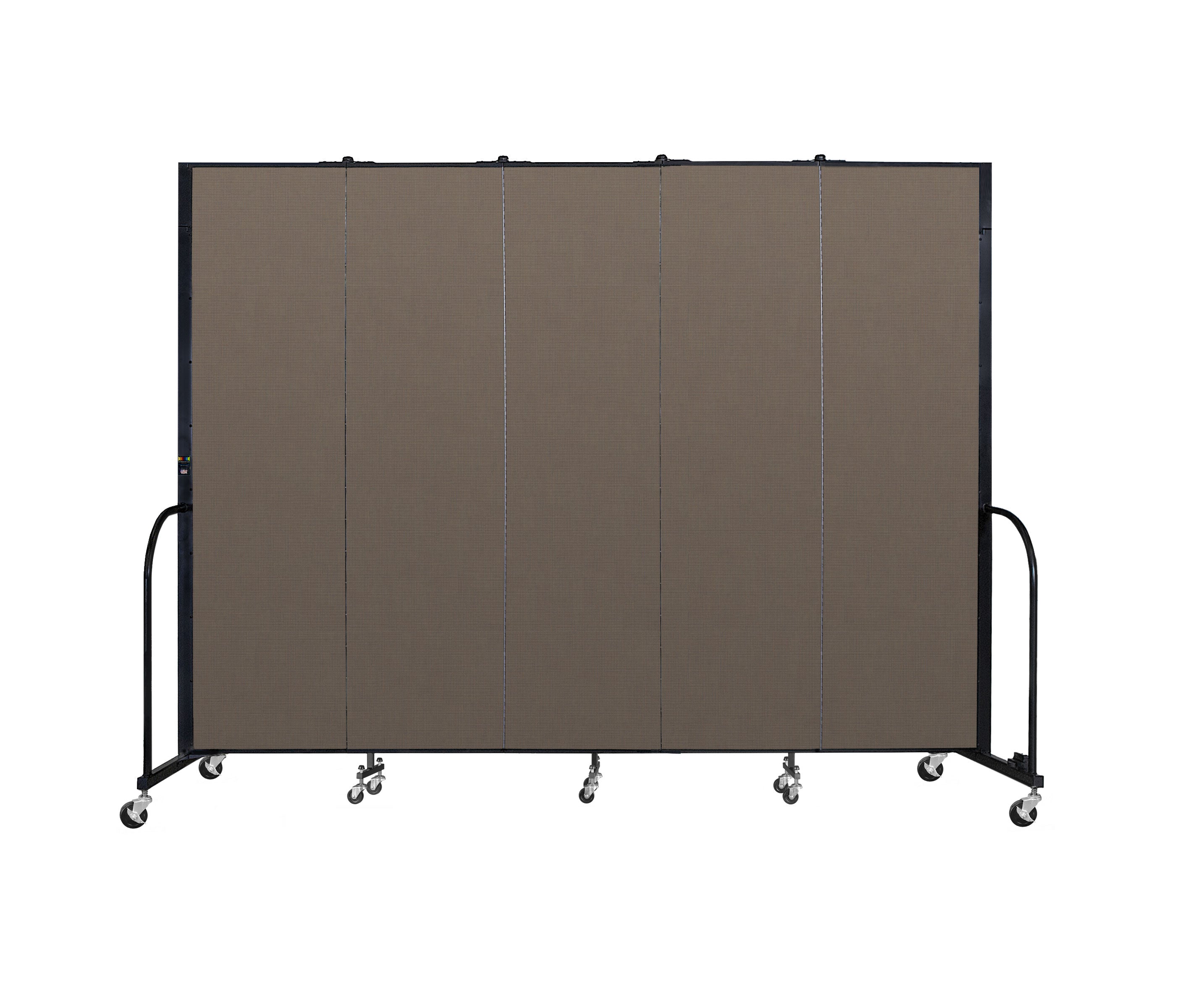 Signature Room Divider - 7' 4"H x 9' 5"L - 5 Panel, Walnut, Fabric