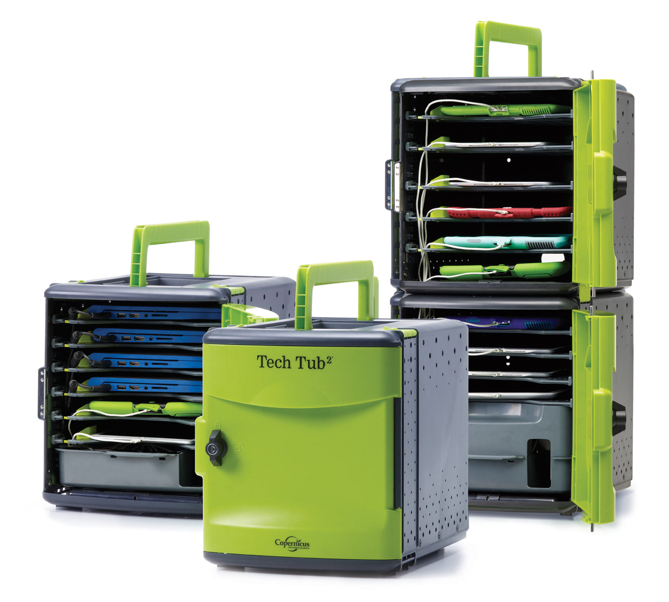 Bundle 1: Includes five Tech Tub2 that hold six devices each