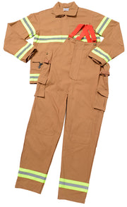 Adult Fire Fighter Suit, Tan, Size Small