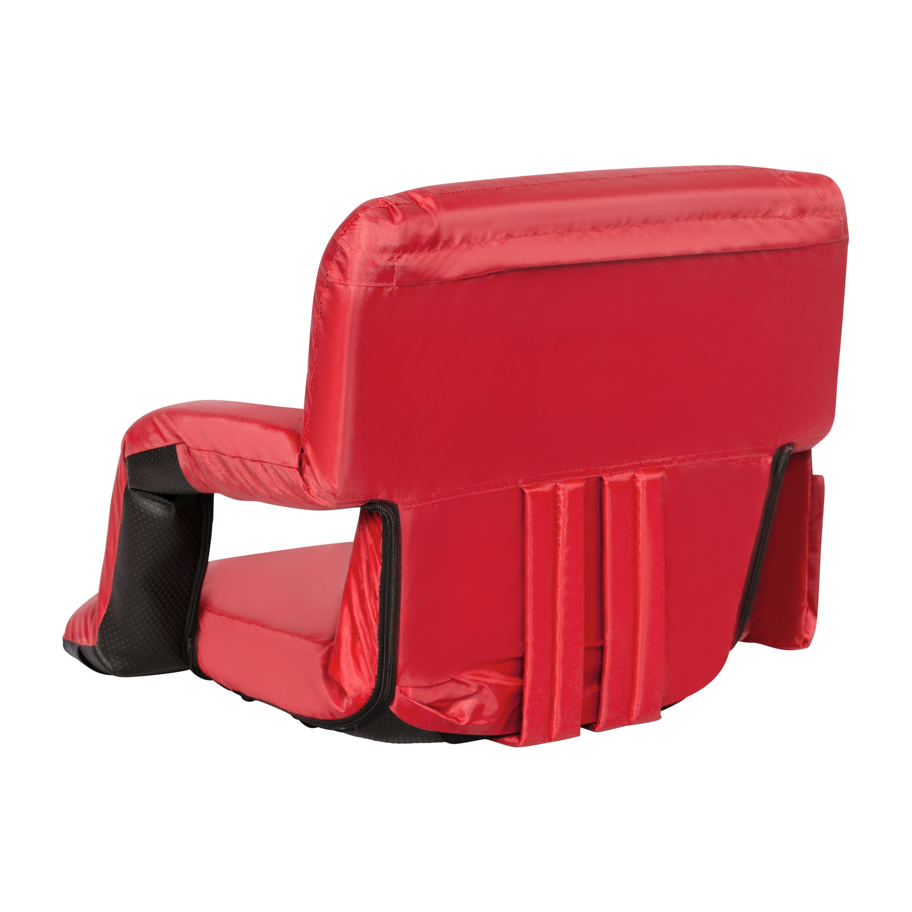 Malta Red Portable Lightweight Reclining Stadium Chair with Armrests, Padded Back & Seat with Dual Storage Pockets and Backpack Straps