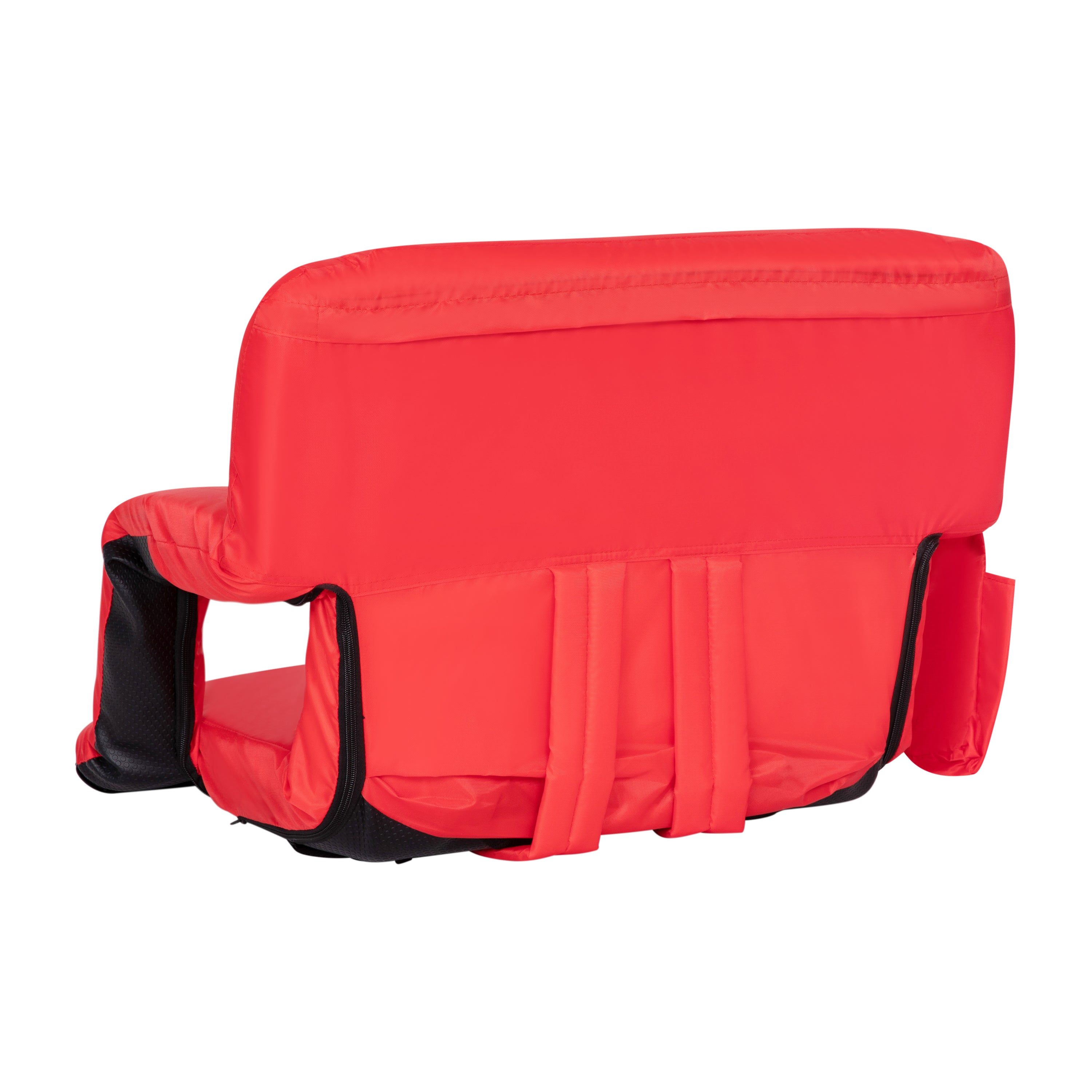 Malta Extra Wide Red Lightweight Reclining Stadium Chair with Armrests, Padded Back & Seat with Dual Storage Pockets and Backpack Straps