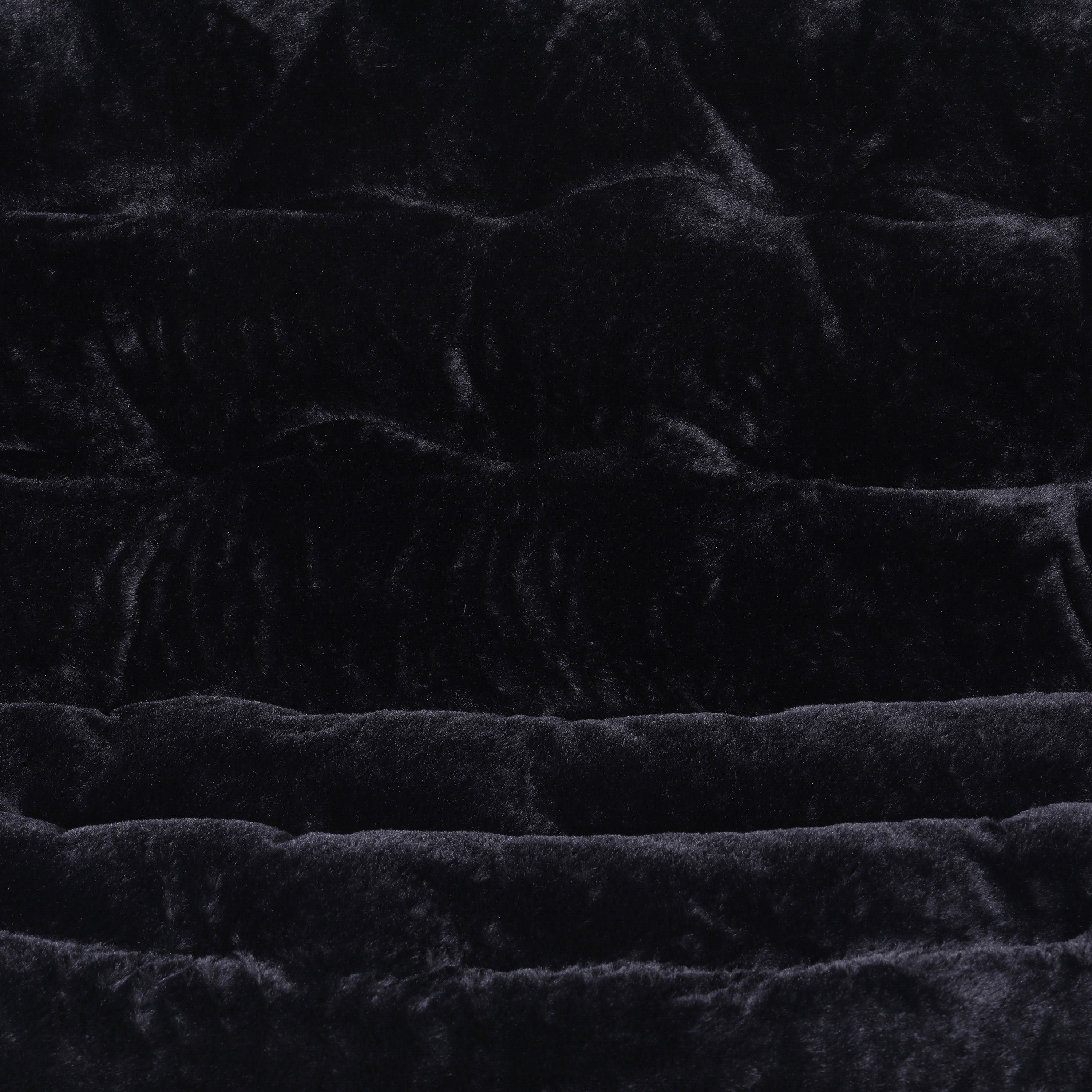 Eleanor 56" Portable Folding Double Saucer Chair in Black Faux Fur with a Black Steel Frame for Dorm, Living Room, or Bedroom