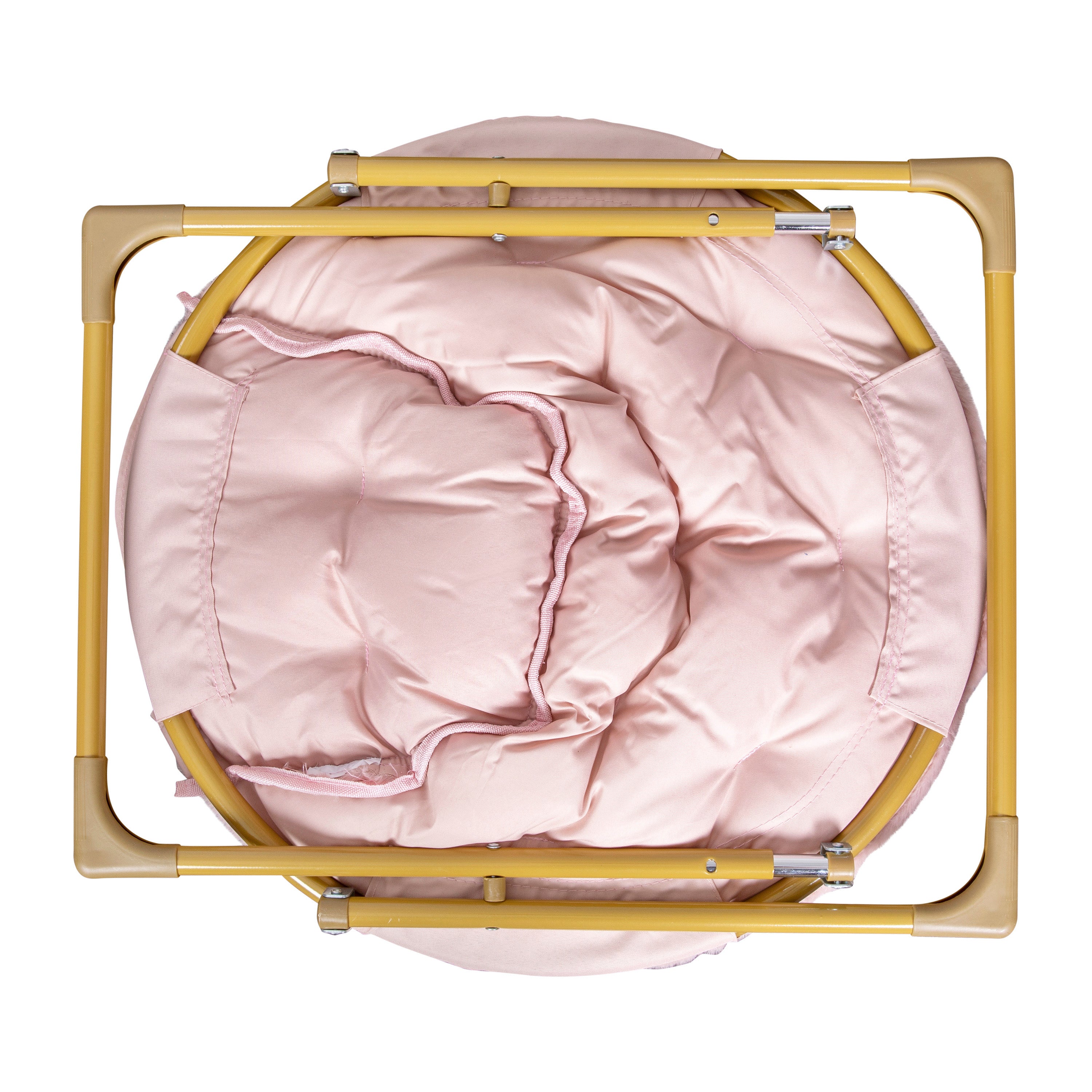 Gwen 23" Kids Cozy Mini Folding Saucer Chair, Faux Fur Moon Chair for Toddlers and Bedroom, Blush/Soft Gold