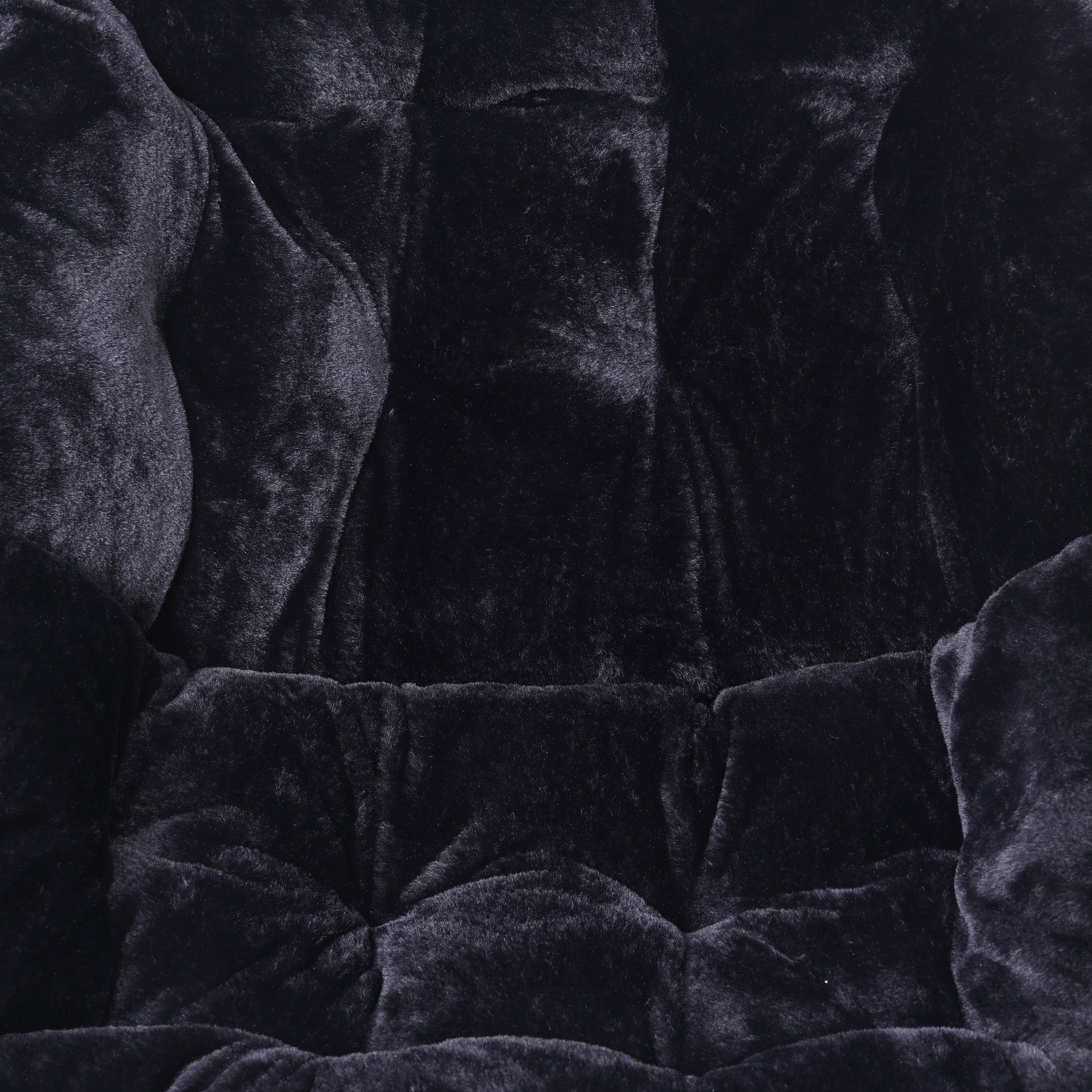 Archer 28" Oversized Portable Faux Fur Folding Saucer Chair for Dorm, Bedroom, Black Faux Fur/Black Frame