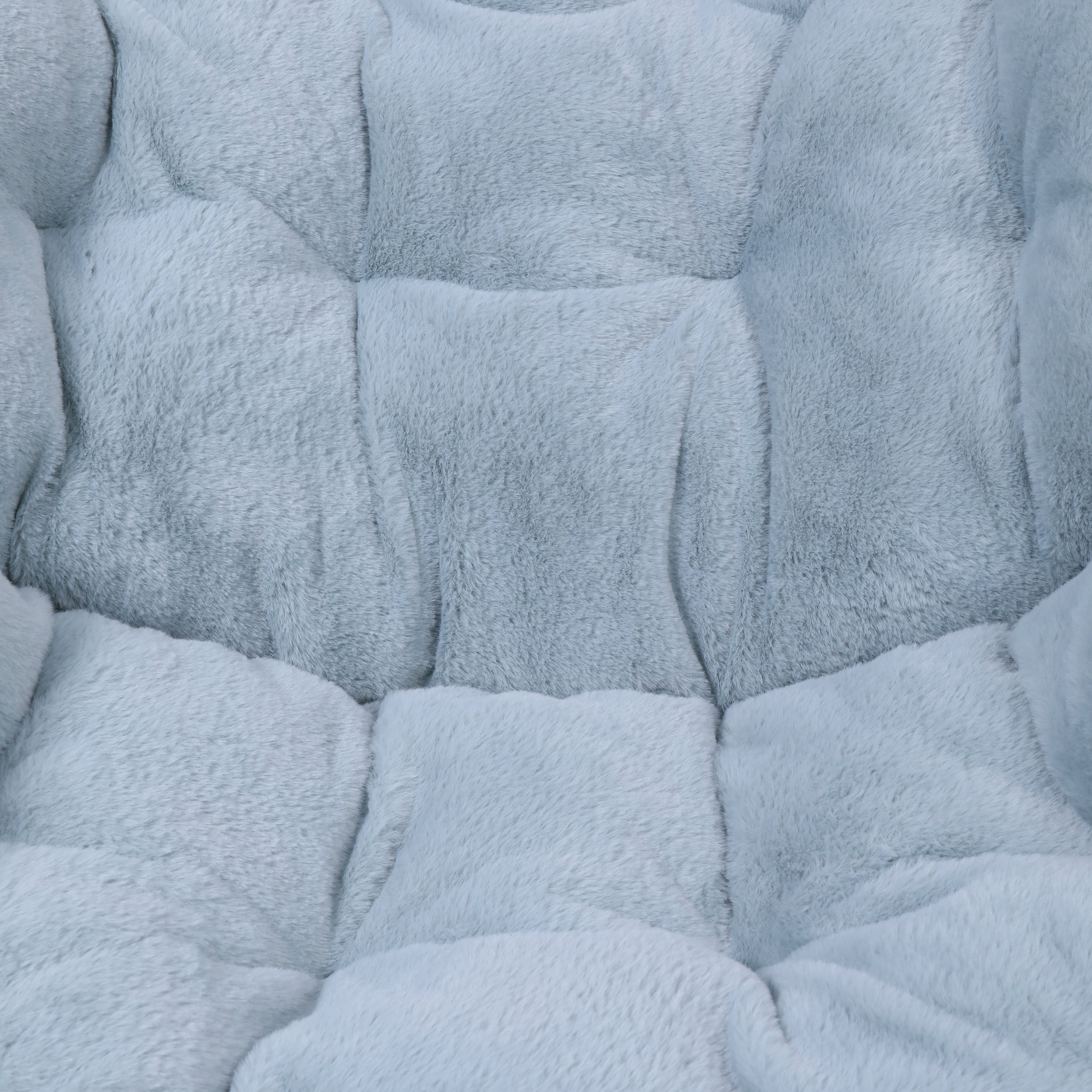 Archer 28" Oversized Portable Faux Fur Folding Saucer Chair for Dorm, Bedroom, Dusty Aqua Faux Fur/Soft Gold Frame
