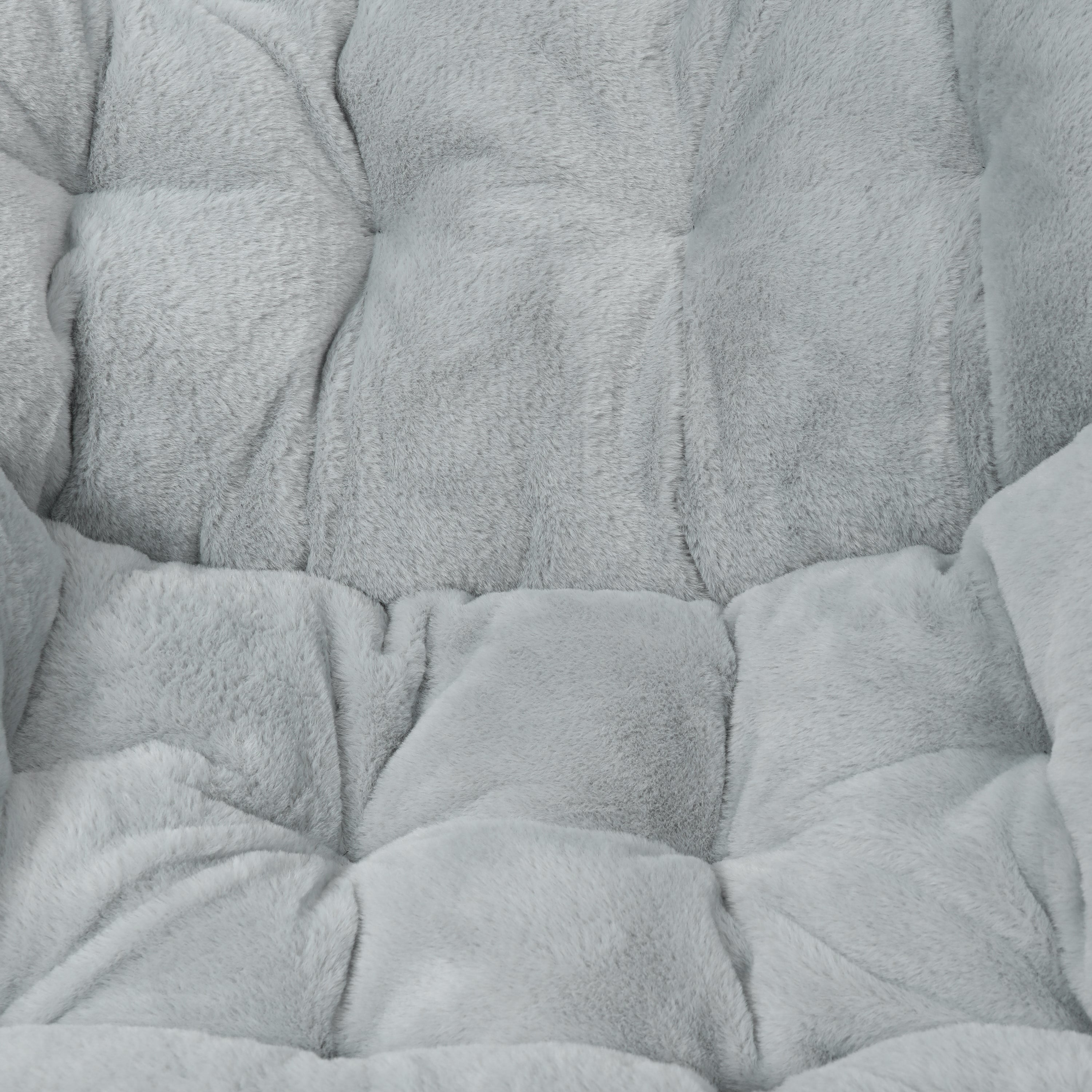 Archer 28" Oversized Portable Faux Fur Folding Saucer Chair for Dorm, Bedroom, Gray Faux Fur/Soft Gold Frame