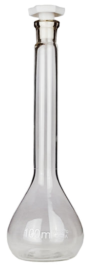 Flask Volumetric, Borosilicate Glass 100ml, Plastic Stopper.