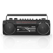 Riptunes Retro AM/FM/SW Radio + Cassette Boombox with Bluetooth and USB/SDHC Playback, Black