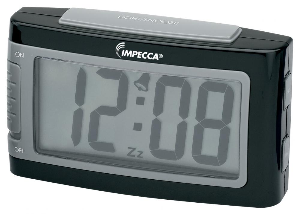 Impecca Battery Alarm Clock with Snooze - Black