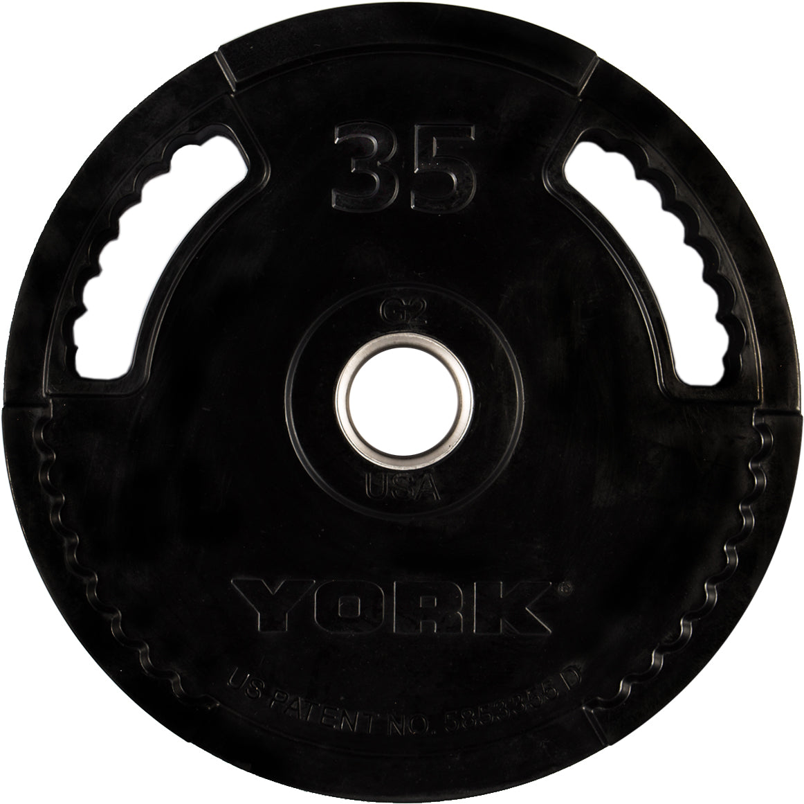 35 LB G2 Dual Grip Thin Line Rubber Encased Olympic Plate