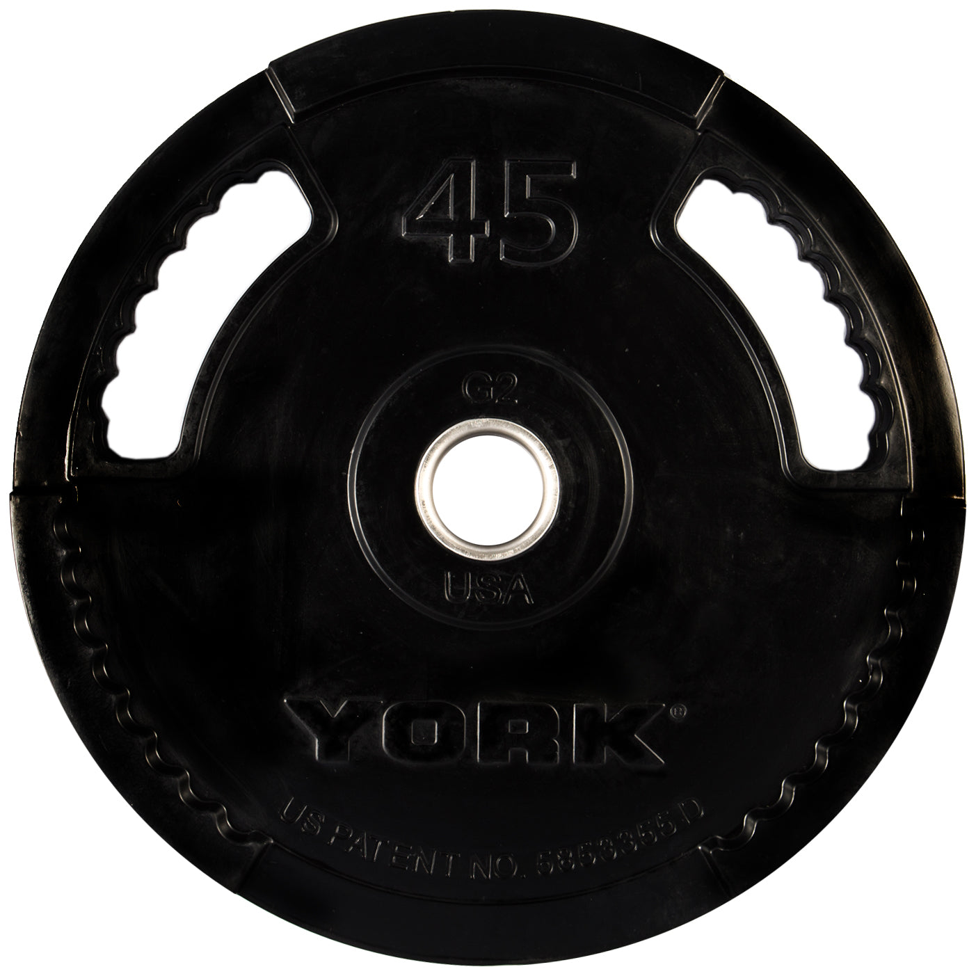 45 LB G2 Dual Grip Thin Line Rubber Encased Olympic Plate