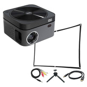 Impecca Impecca Portable Home Theater Projector with Built-in DVD, 110 ANSI Lumens, 720P, up to 120” (VP222K) with Accessory Kit