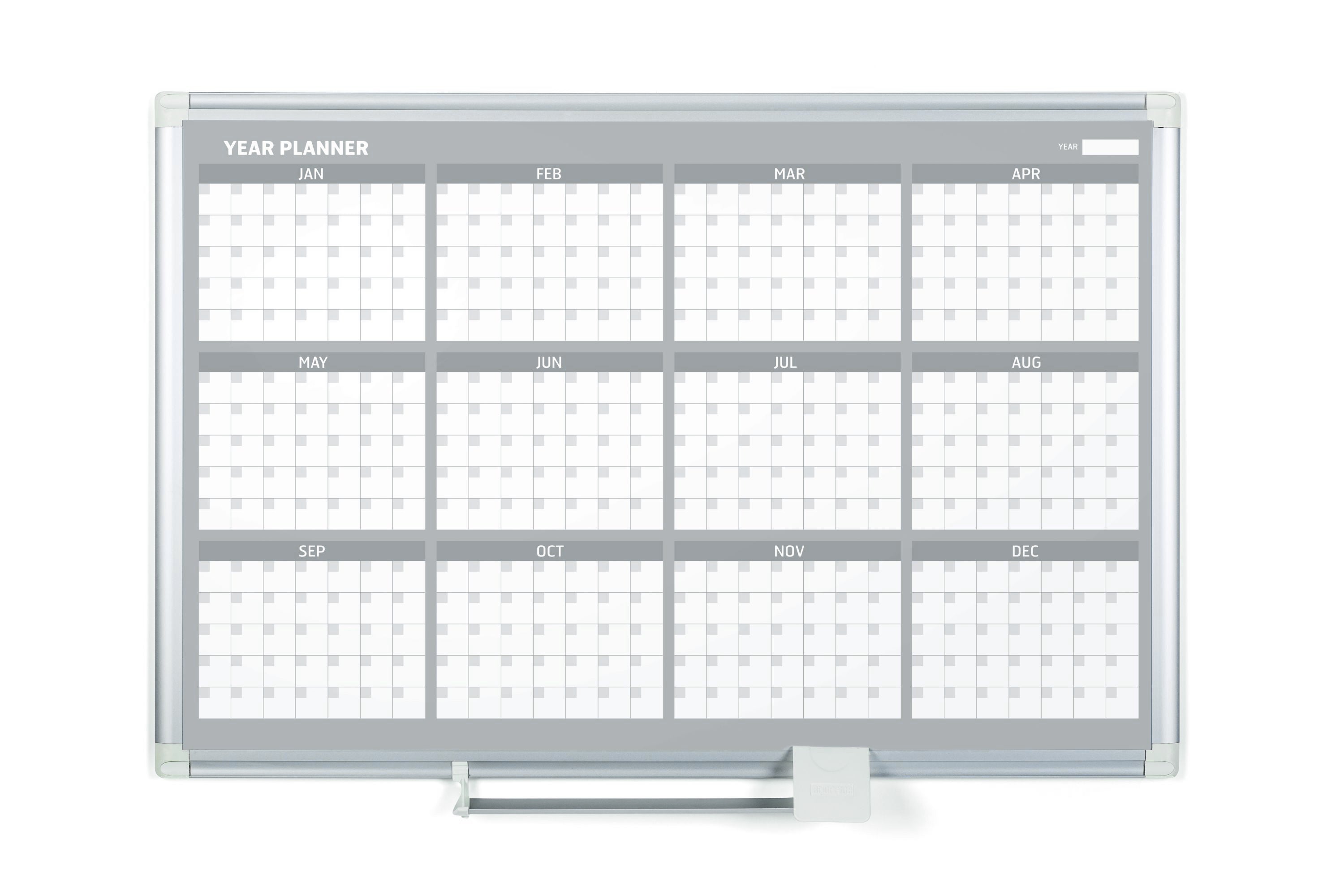 MasterVision  Magnetic Gold Ultra 12 Month Planner Traditional Format 36x48", Aluminum Frame
