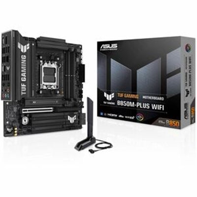 TUF Gaming B850M-PLUS WIFI7 AMD B850 mATX Motherboard, 14+2+1 80A DrMOS Power Stages, DDR5, PCIe 5.0, 3X M.2 Slots, WiFi 7, 2.5Gb Ethernet, DisplayPort, HDMI, Rear USB-C 20Gbps and Front USB-C 10Gbps