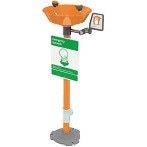 Guardian Pedestal Mounted Eyewash, Plastic bowl, Includes floor mount and ANSI compliant sign