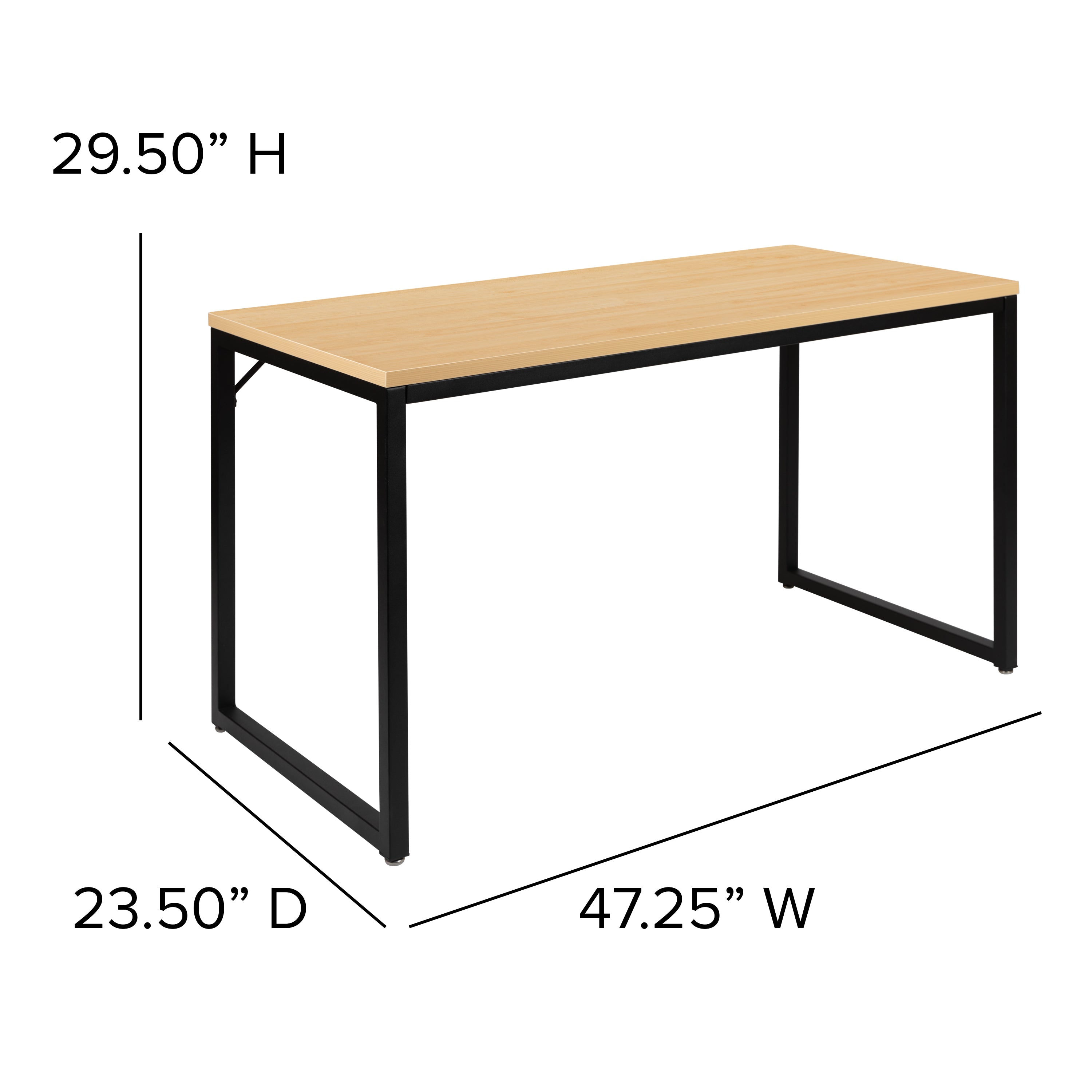 Tiverton Industrial Modern Desk - Commercial Grade Office Computer Desk and Home Office Desk - 47" Long (Maple/Black)