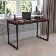 Tiverton Industrial Modern Desk - Commercial Grade Office Computer Desk and Home Office Desk - 47" Long (Mahogany/Black)