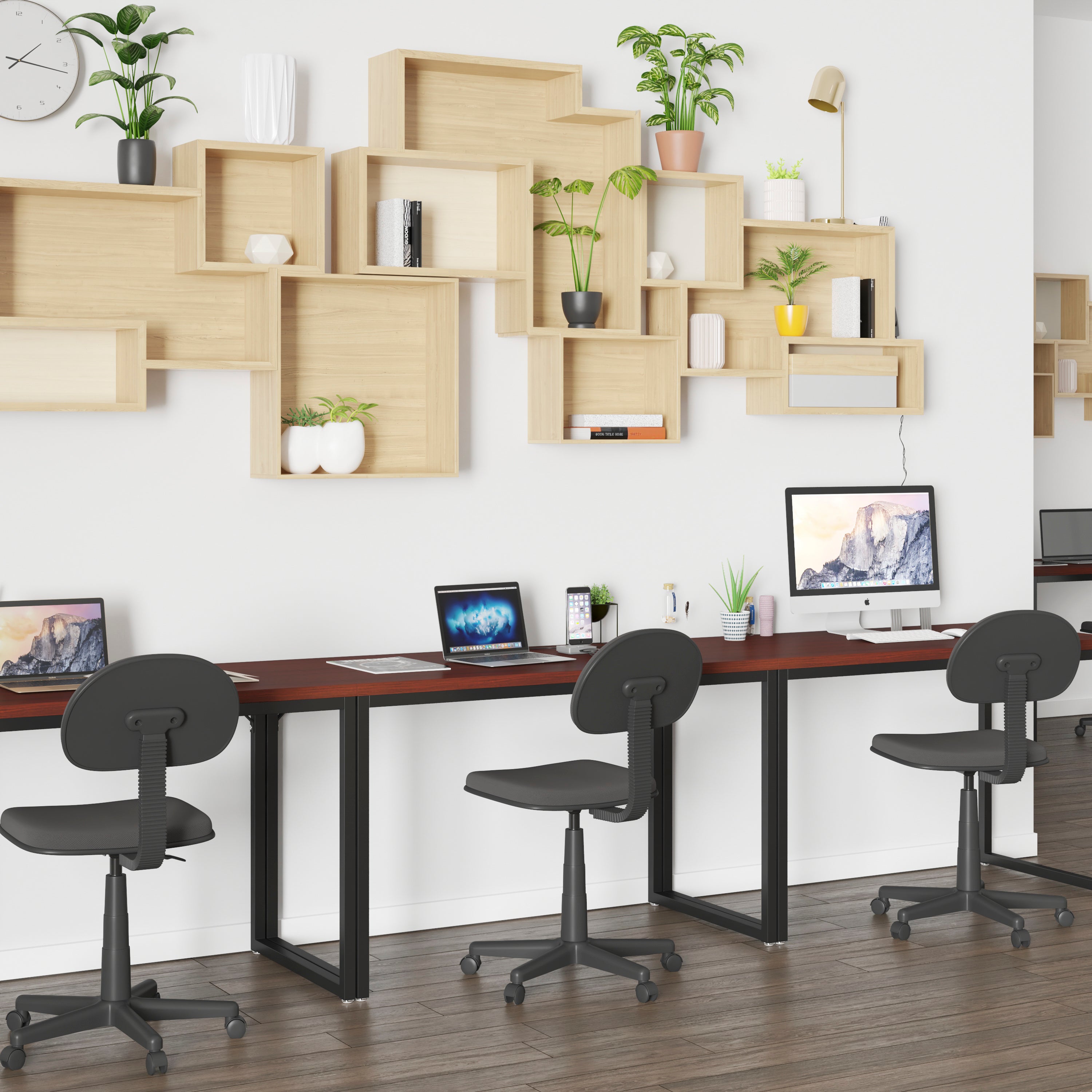 Tiverton Industrial Modern Desk - Commercial Grade Office Computer Desk and Home Office Desk - 47" Long (Mahogany/Black)