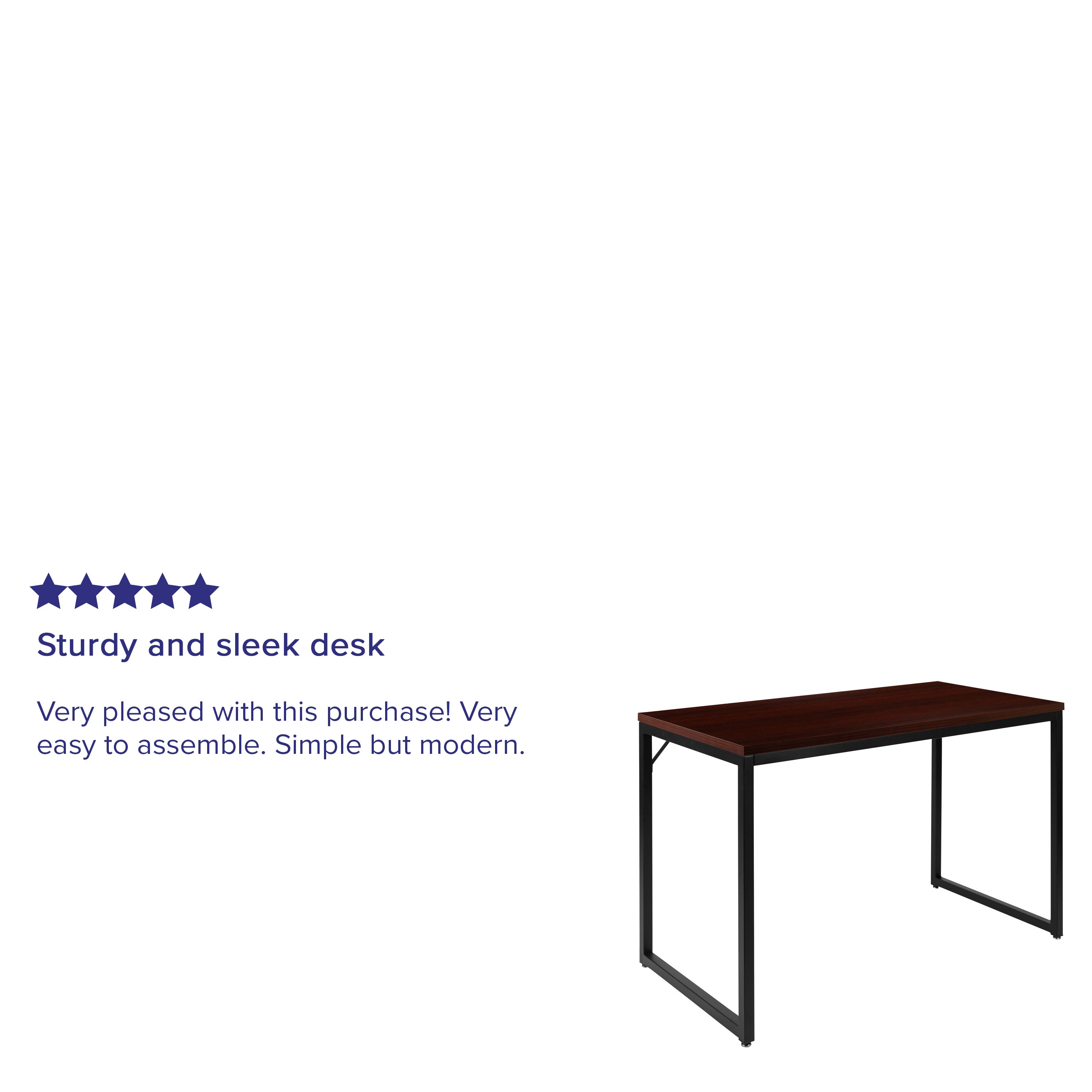 Tiverton Industrial Modern Desk - Commercial Grade Office Computer Desk and Home Office Desk - 47" Long (Mahogany/Black)