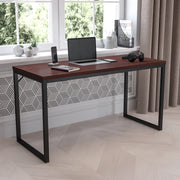 Modern Commercial Grade Desk Industrial Style Computer Desk Sturdy Home Office Desk - 55" Length-Mahogany