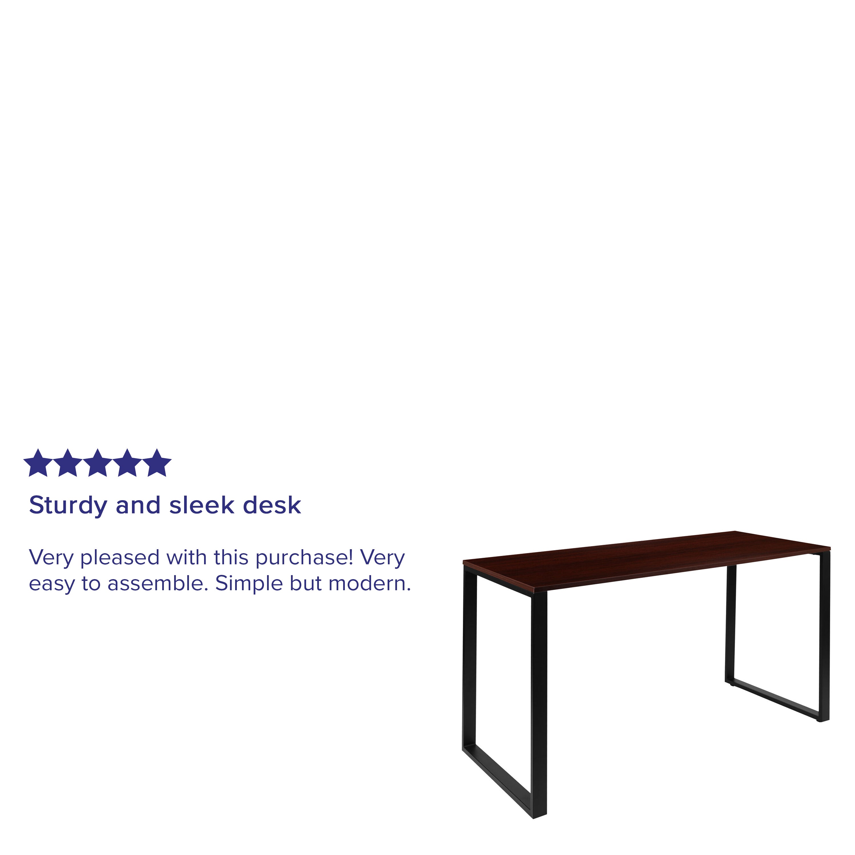 Modern Commercial Grade Desk Industrial Style Computer Desk Sturdy Home Office Desk - 55" Length-Mahogany