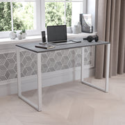 Kimberly Tiverton Industrial Modern Desk - Commercial Grade Office Computer Desk and Home Office Desk - 47" Long (Rustic Gray/White)