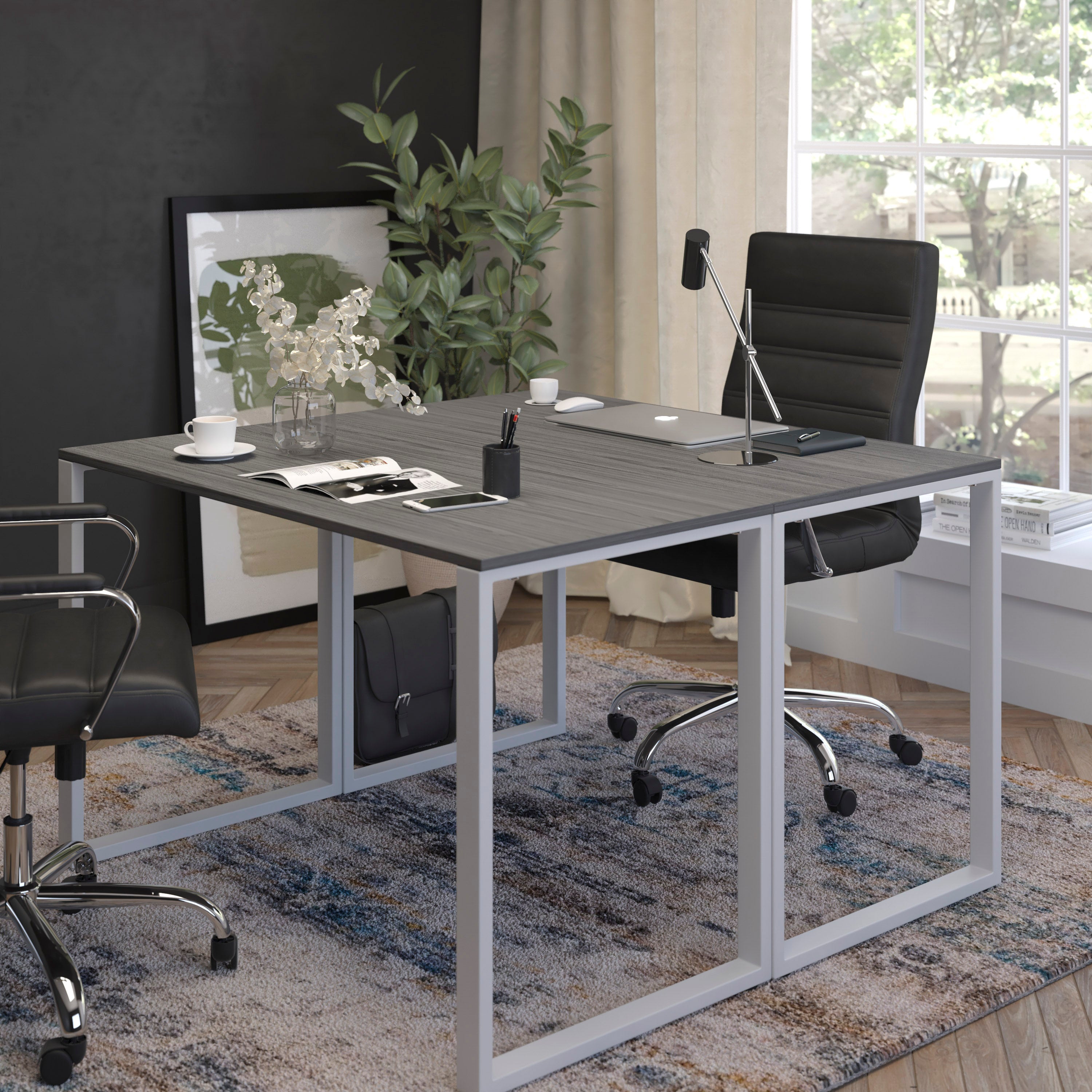 Kimberly Tiverton Industrial Modern Desk - Commercial Grade Office Computer Desk and Home Office Desk - 47" Long (Rustic Gray/White)