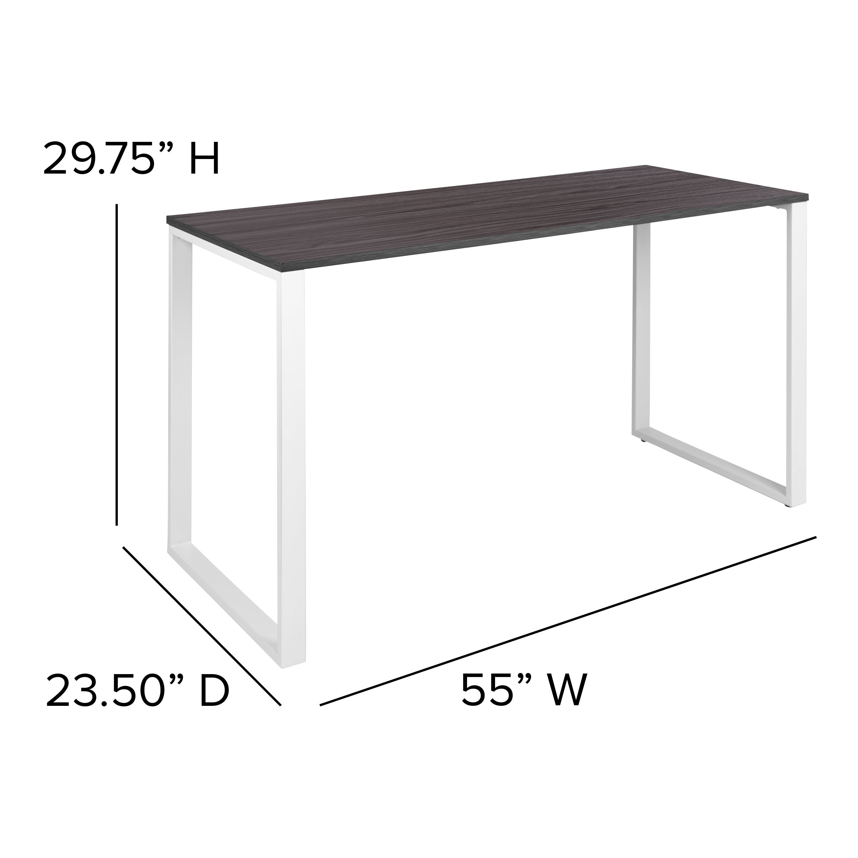 Kimberly Modern Commercial Grade Desk Industrial Style Computer Desk Sturdy Home Office Desk - 55"L - Rustic Gray