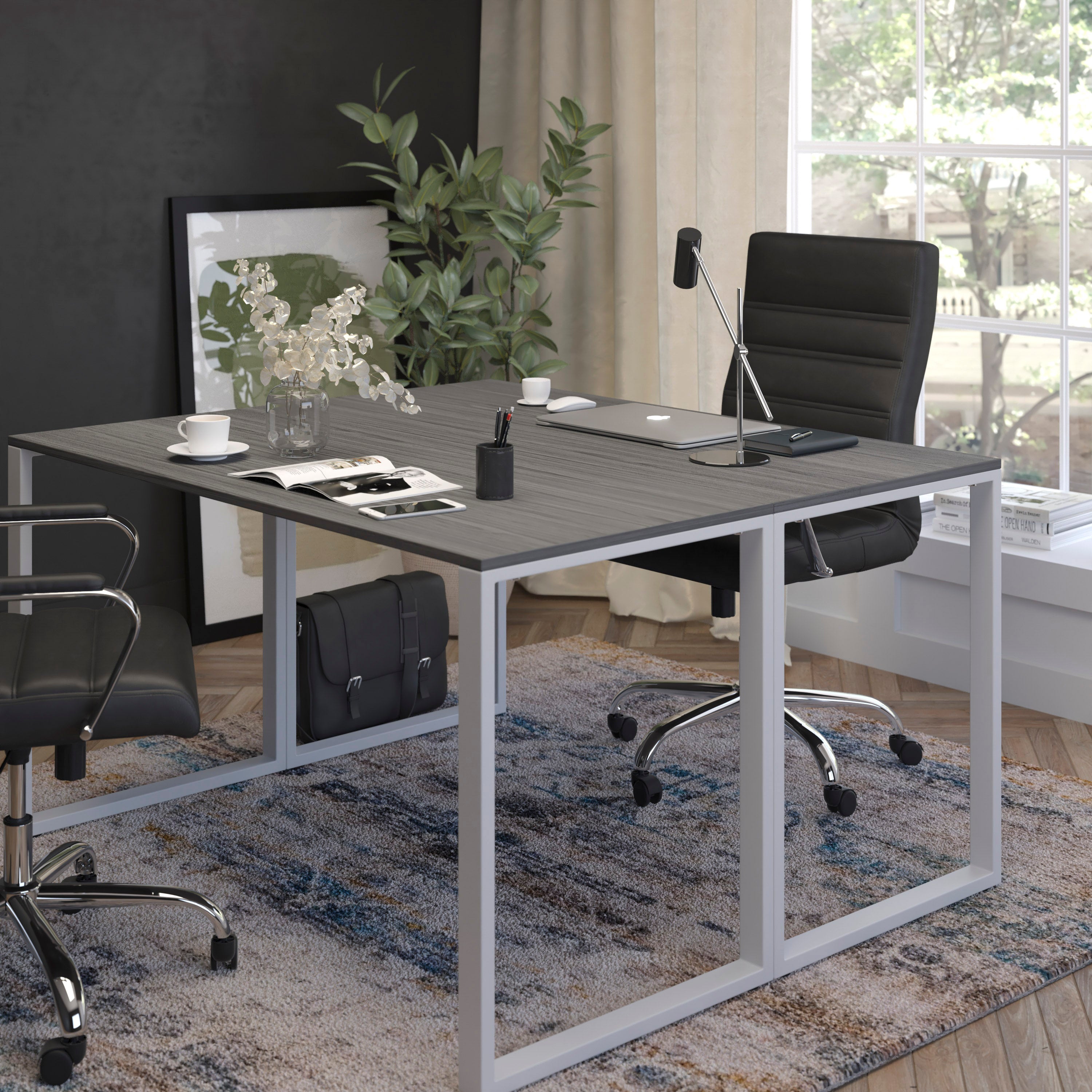 Kimberly Modern Commercial Grade Desk Industrial Style Computer Desk Sturdy Home Office Desk - 55"L - Rustic Gray