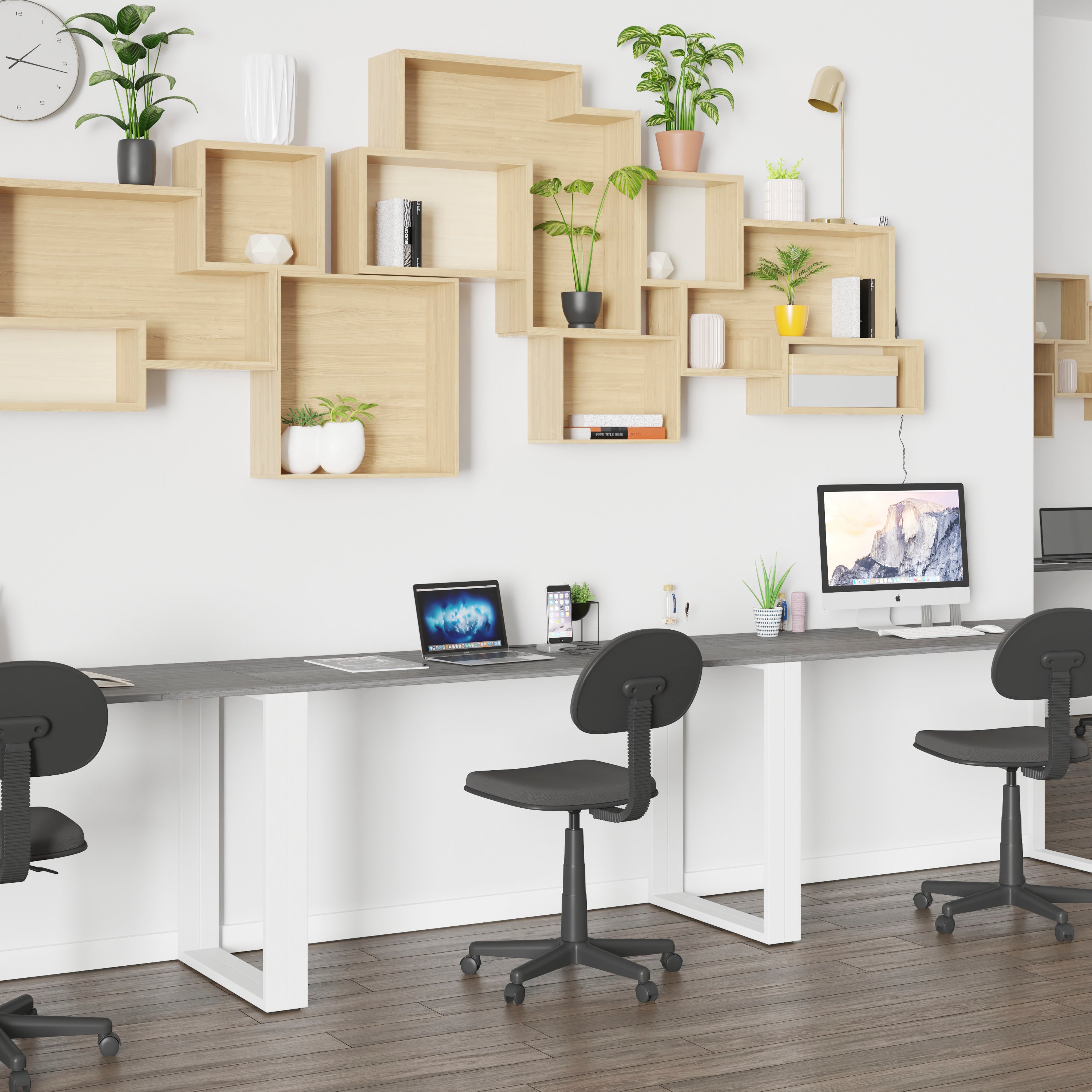 Kimberly Modern Commercial Grade Desk Industrial Style Computer Desk Sturdy Home Office Desk - 55"L - Rustic Gray