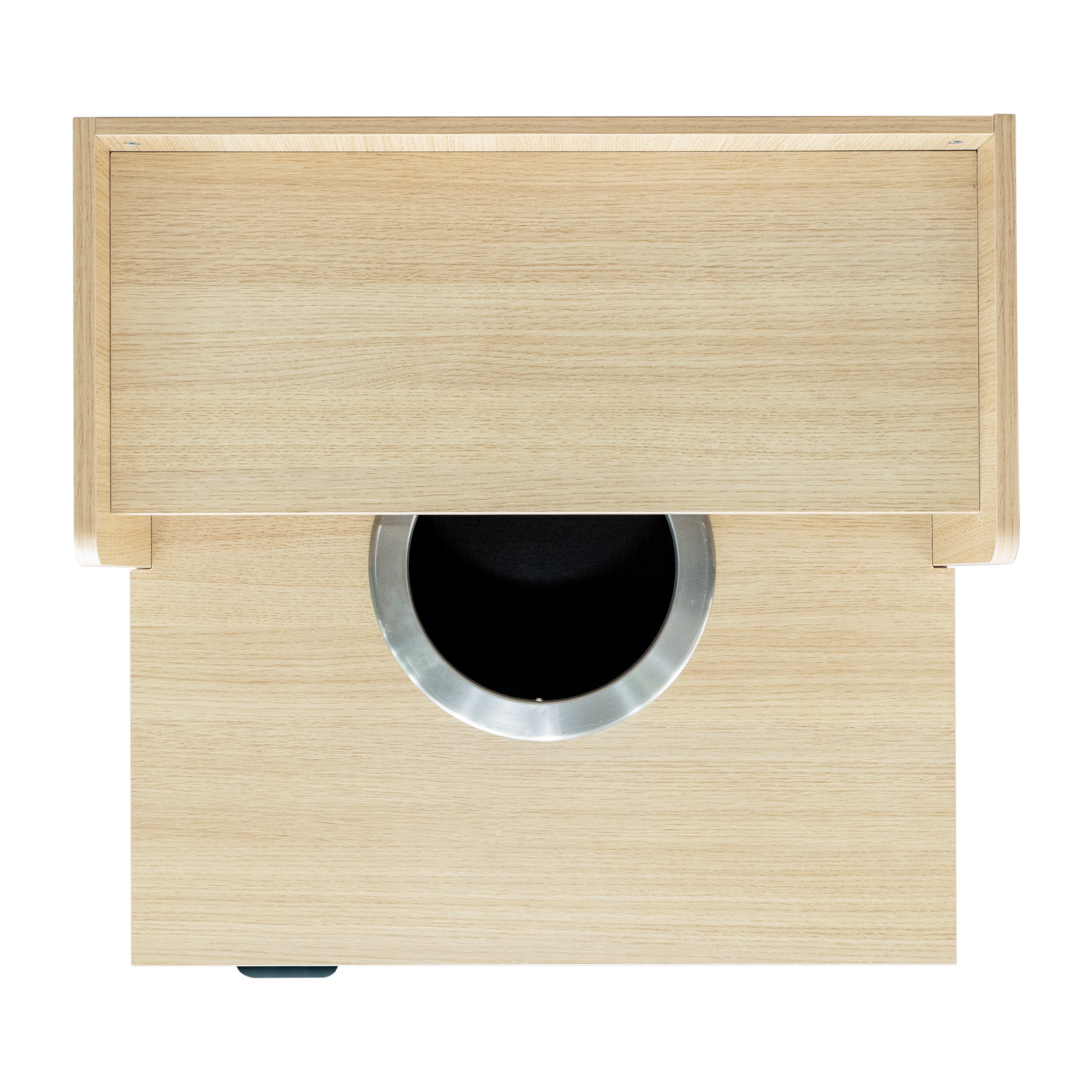 Dell Commercial Grade Trash Receptacle Enclosure for 32 Gallon Trash Cans with 8" Drop Hole and Upper Tray Shelf in Oak