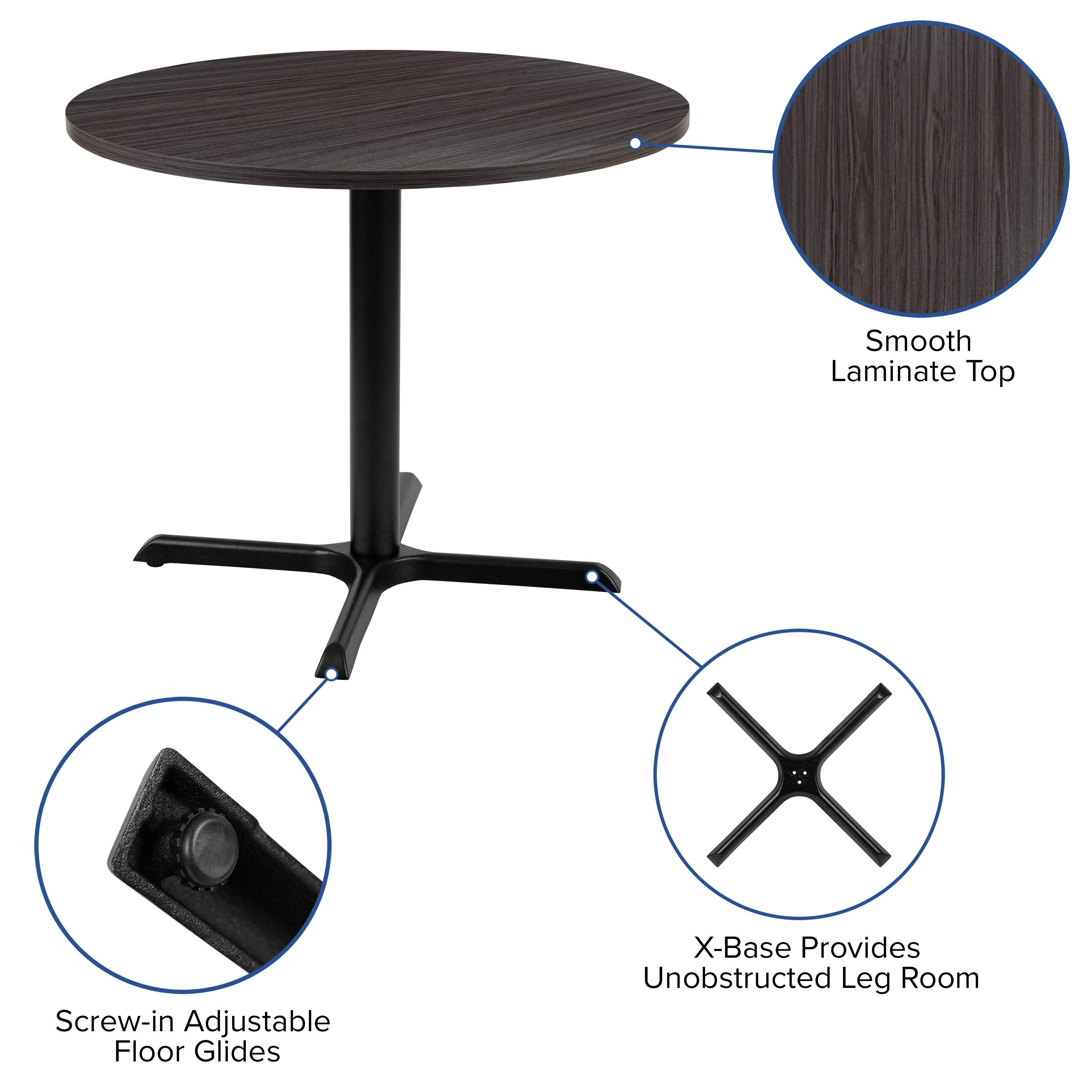 Chapman 36" Round Multi-Purpose Conference Table in Rustic Gray