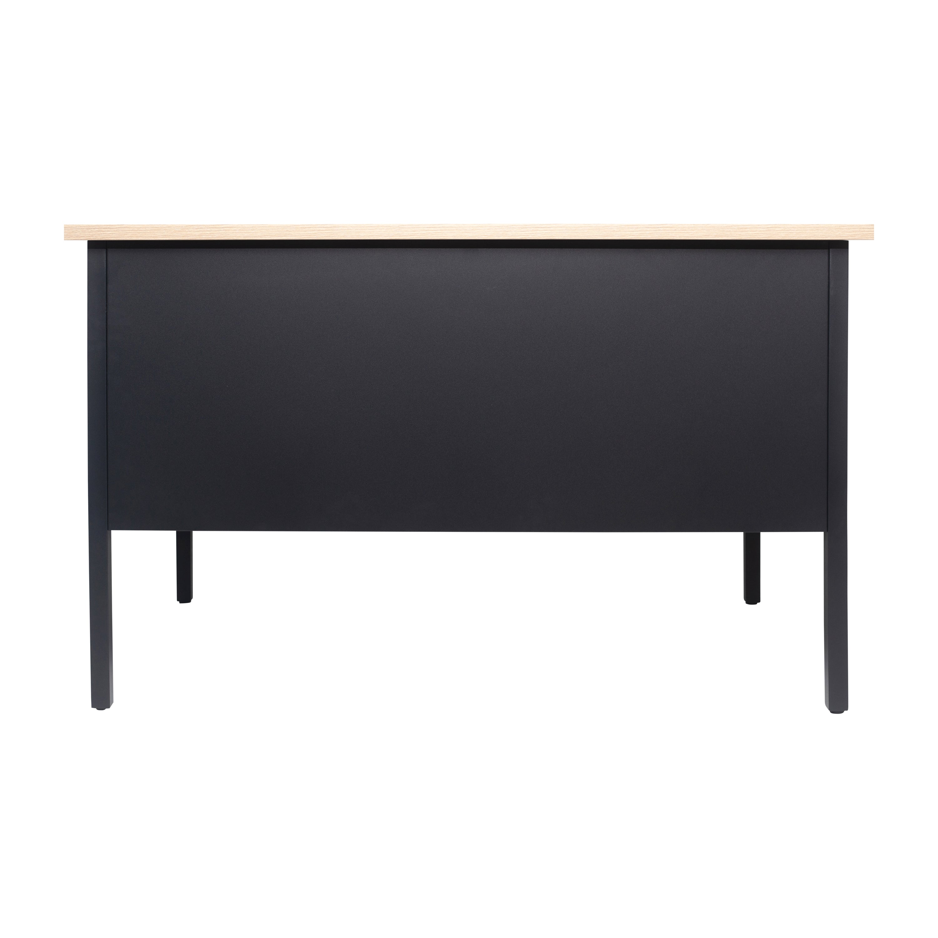 Cambridge Commercial Grade 30x48 Right Side Single Pedestal Desk with 3 Locking Drawers, White Oak Top and Black Frame