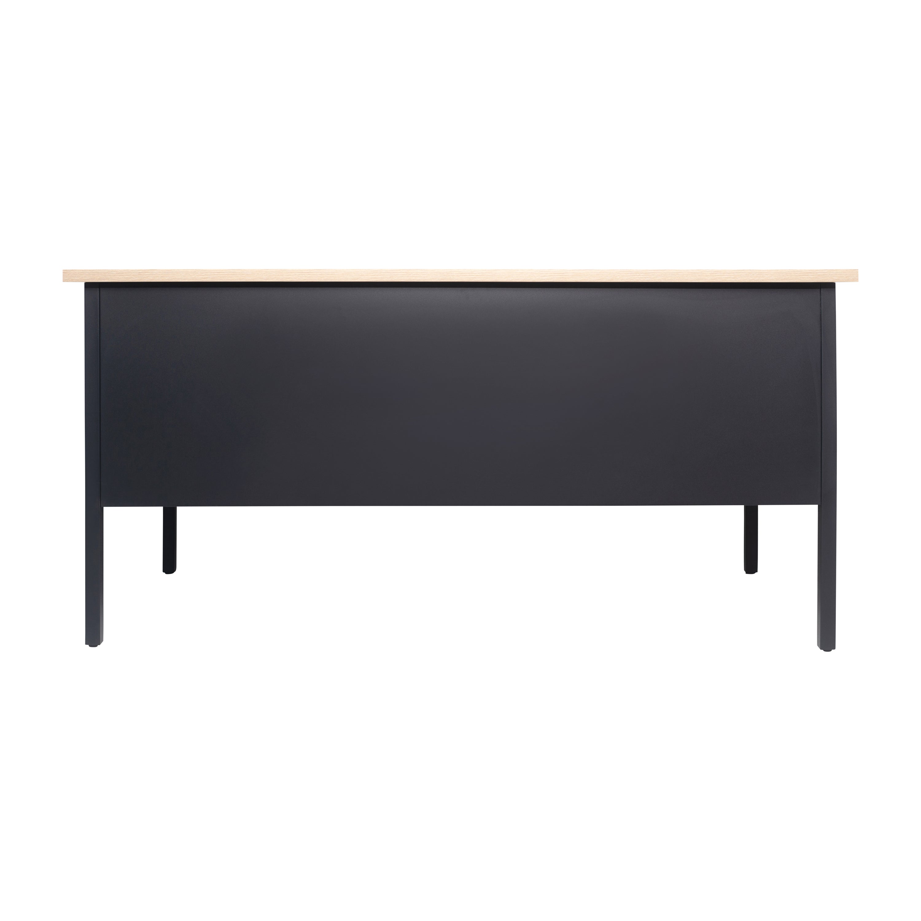 Cambridge Commercial Grade 30x60 Right Side Single Pedestal Desk with 3 Locking Drawers, White Oak Top and Black Frame