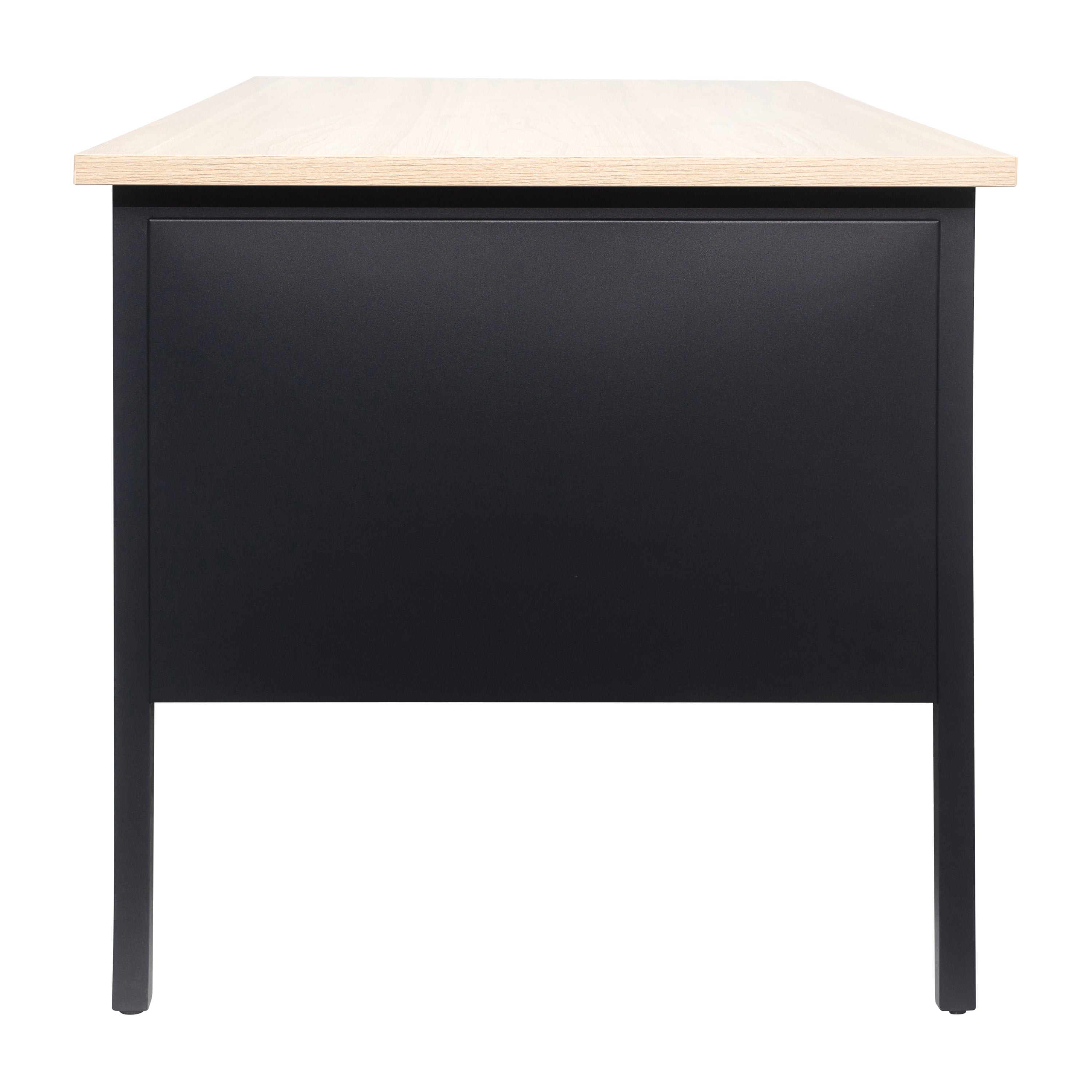 Cambridge Commercial Grade 30x60 Right Side Single Pedestal Desk with 3 Locking Drawers, White Oak Top and Black Frame