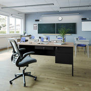 Cambridge Commercial Grade 30x60 Right Side Single Pedestal Desk with 3 Locking Drawers, White Oak Top and Black Frame