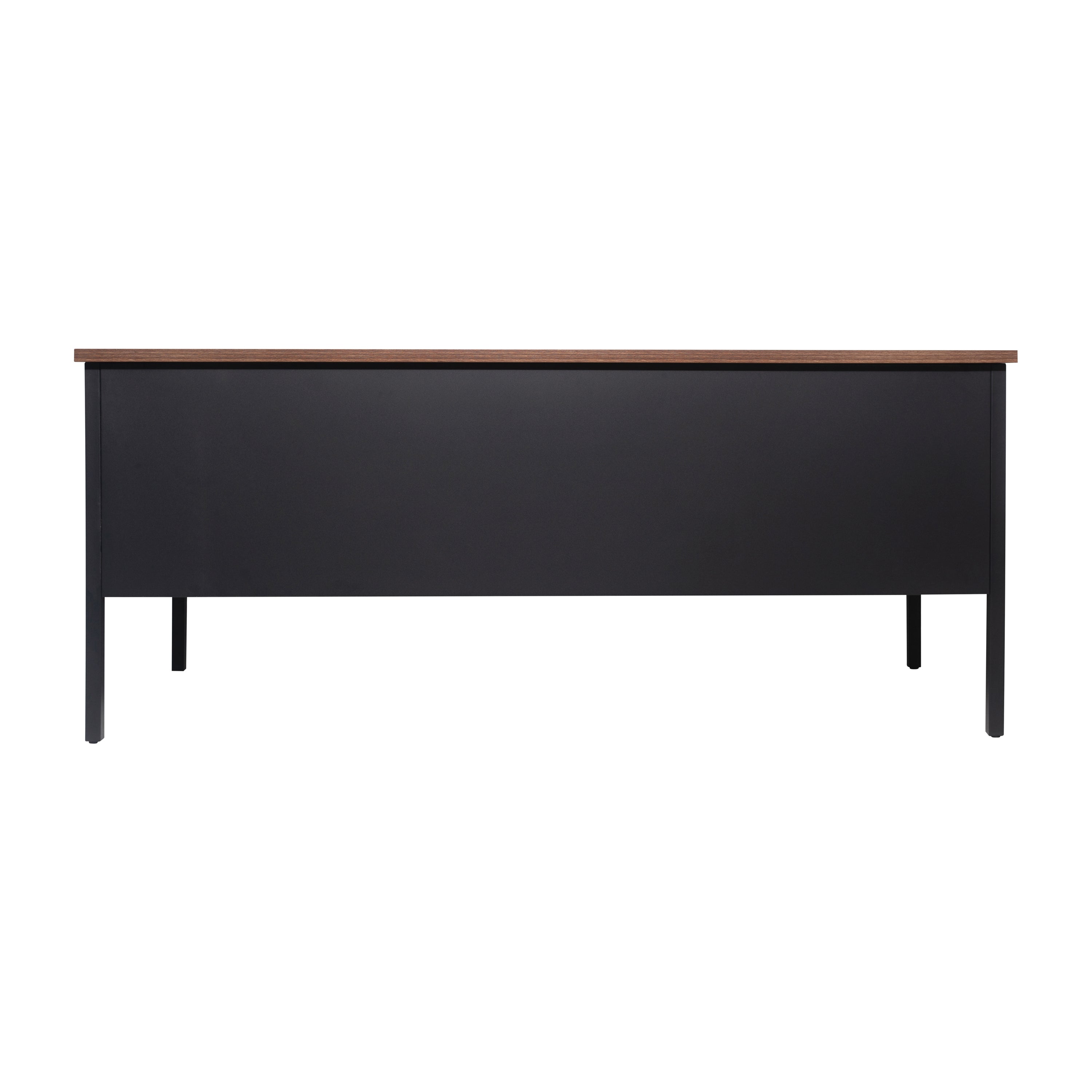 Cambridge Commercial Grade 30x60 Right Side Single Pedestal Desk with 3 Locking Drawers, Walnut Top and Black Frame