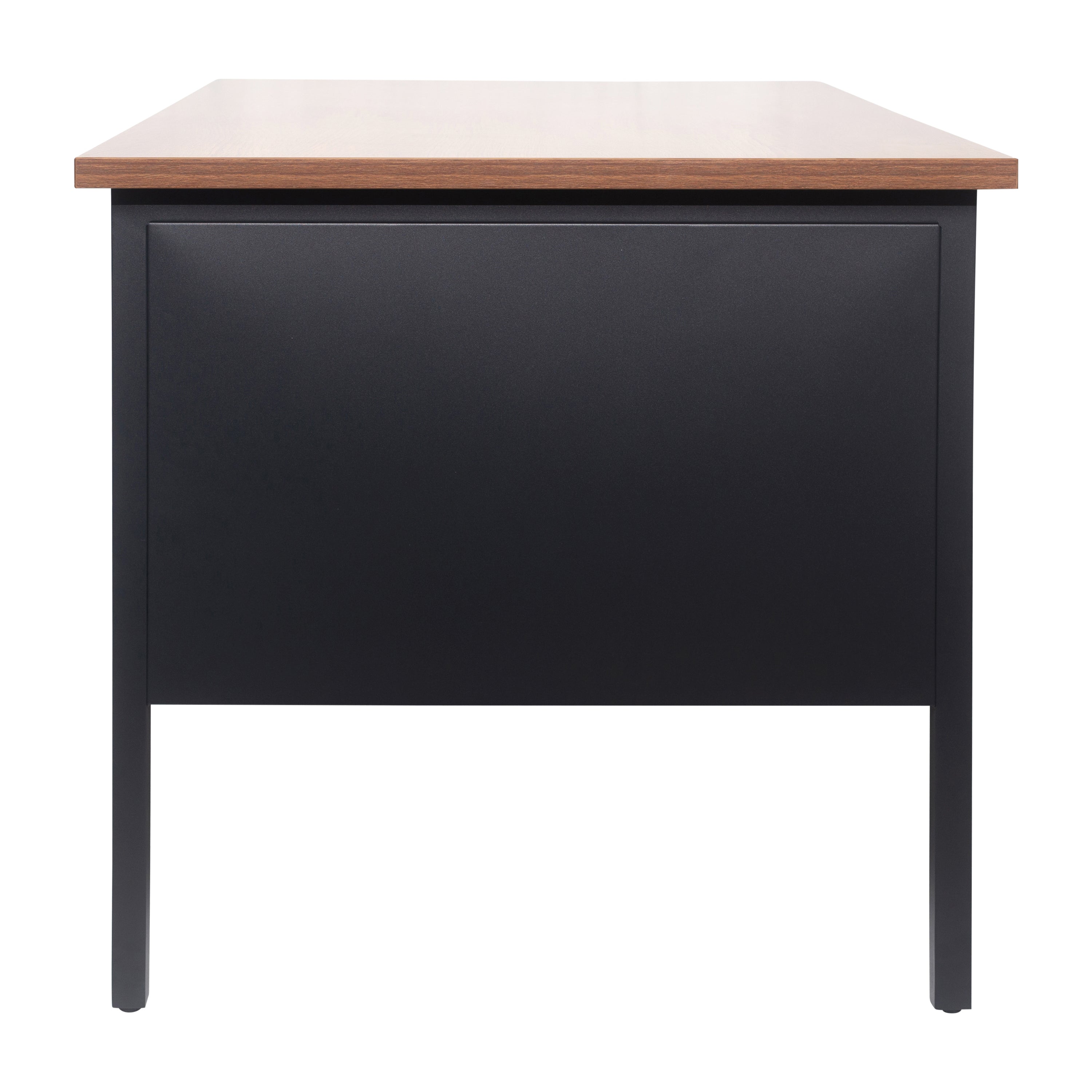 Cambridge Commercial Grade 30x60 Right Side Single Pedestal Desk with 3 Locking Drawers, Walnut Top and Black Frame