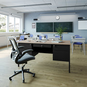 Cambridge Commercial Grade 30x60 Double Pedestal Desk with 5 Locking Drawers, White Oak Top and Black Frame