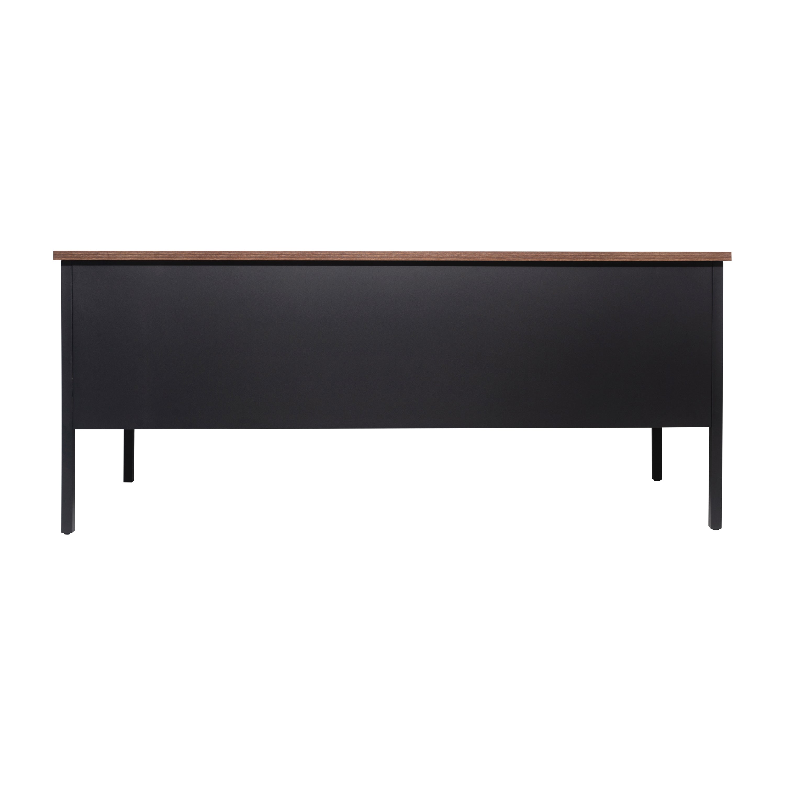 Cambridge Commercial Grade 30x60 Double Pedestal Desk with 5 Locking Drawers, Walnut Top and Black Frame