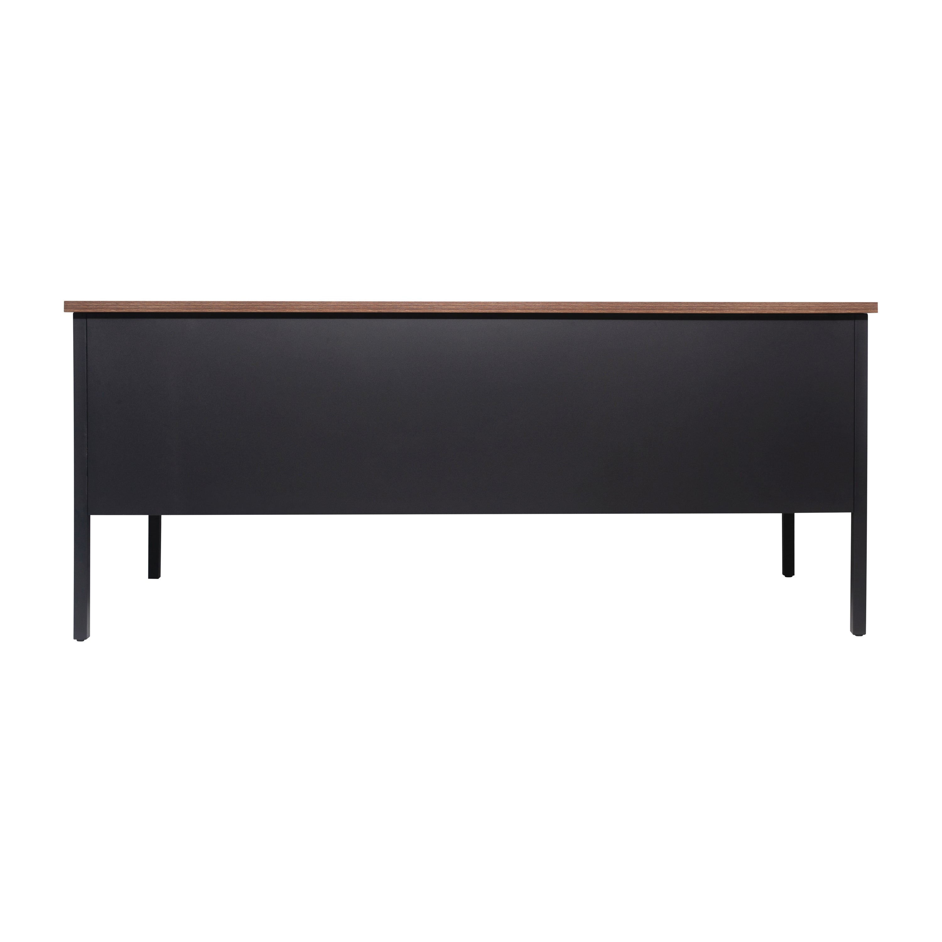 Cambridge Commercial Grade 30x70 Double Pedestal Desk with 5 Locking Drawers, Walnut Top and Black Frame