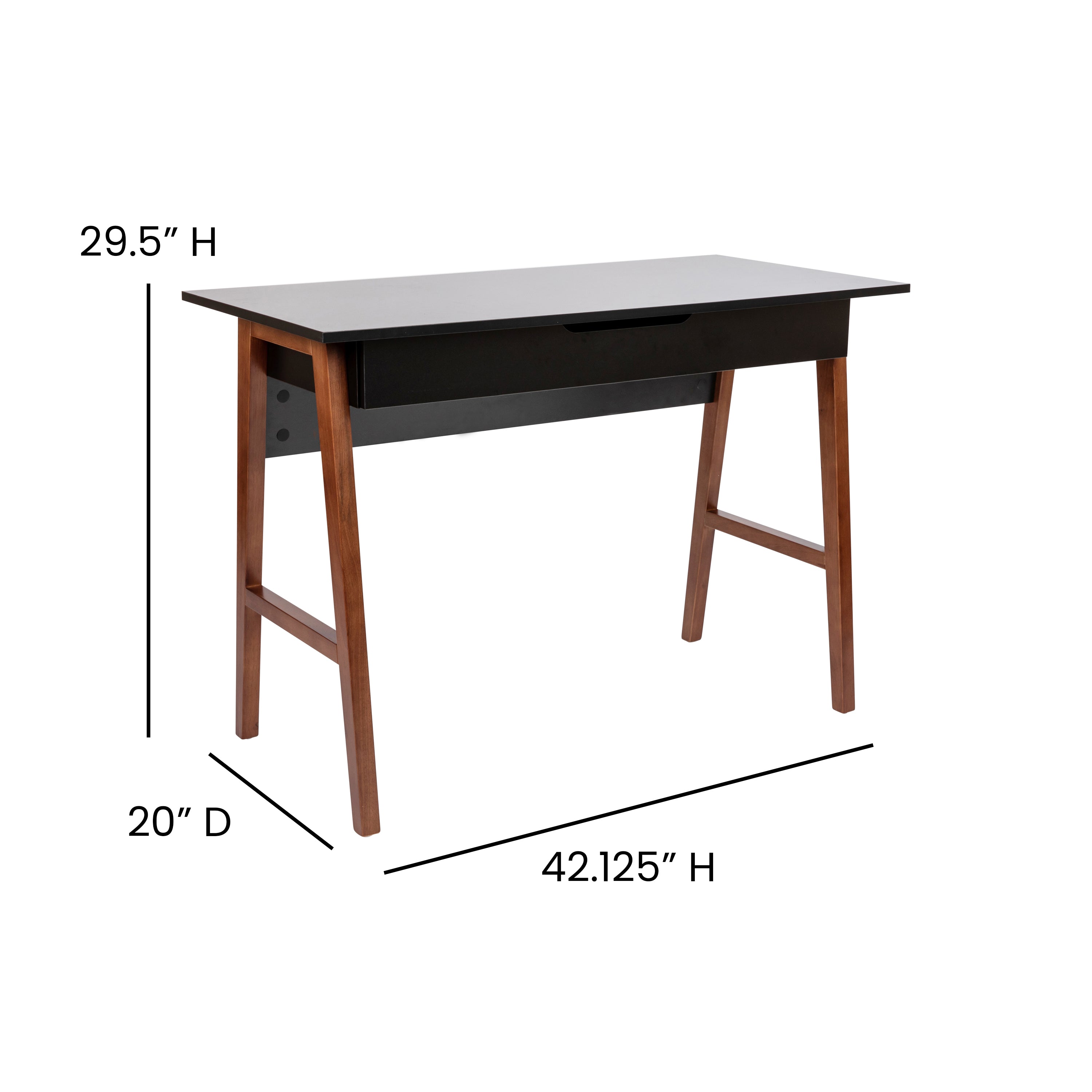 Darla Home Office Writing Computer Desk with Drawer - Table Desk for Writing and Work, Black/Walnut
