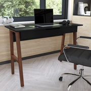 Darla Home Office Writing Computer Desk with Drawer - Table Desk for Writing and Work, Black/Walnut