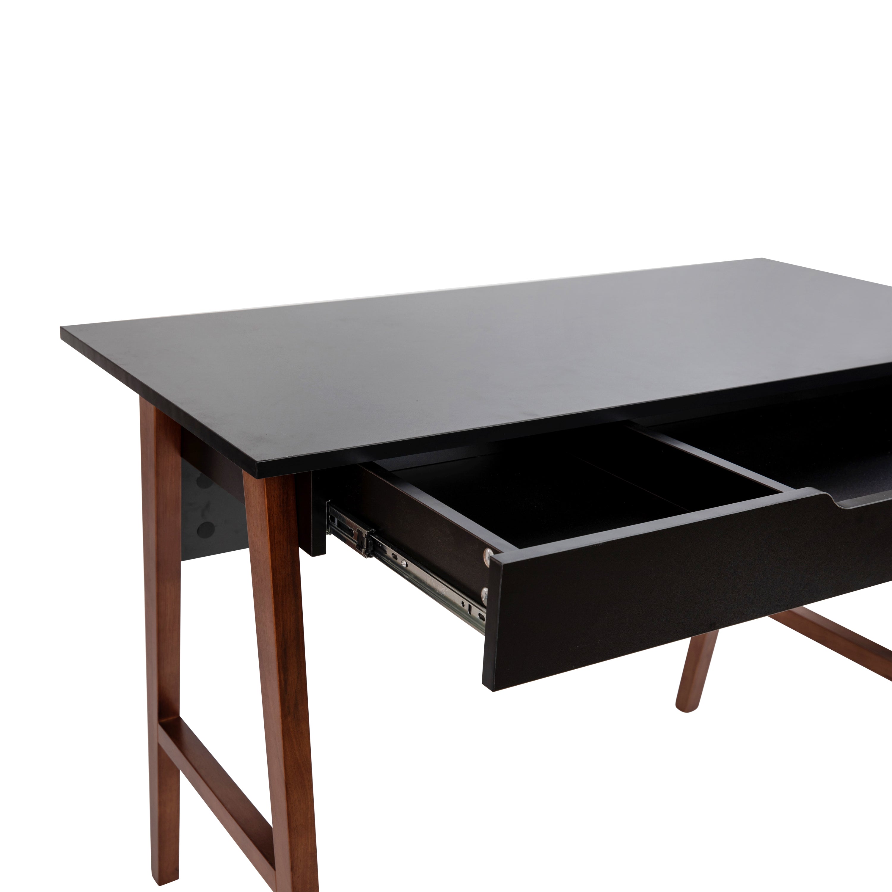 Darla Home Office Writing Computer Desk with Drawer - Table Desk for Writing and Work, Black/Walnut