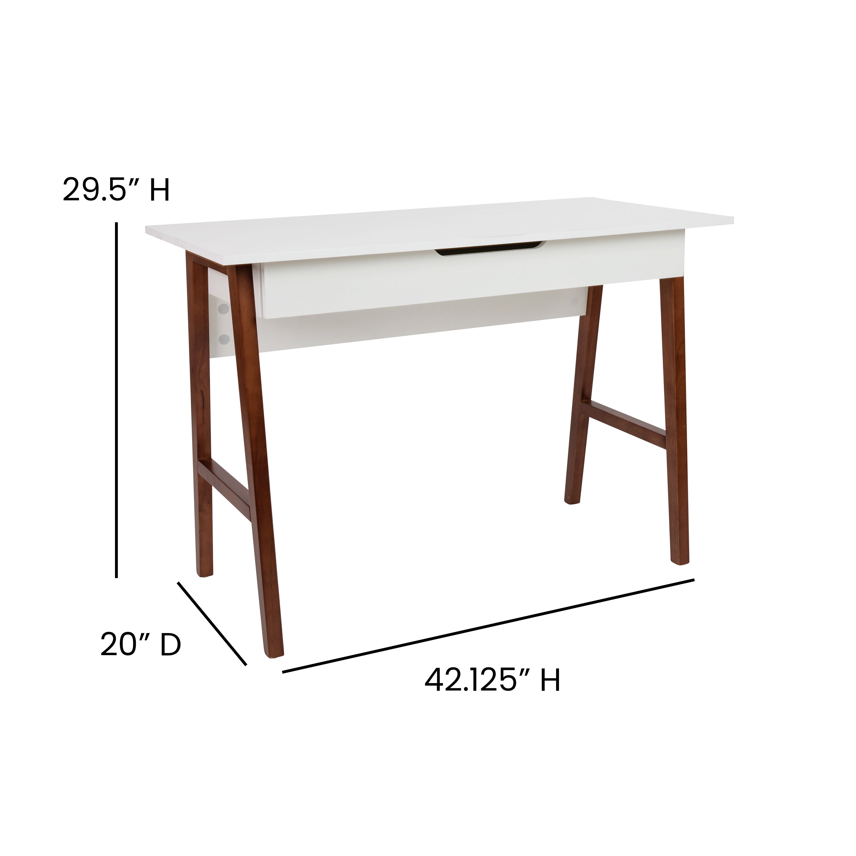 Darla Home Office Writing Computer Desk with Drawer - Table Desk for Writing and Work, White/Walnut