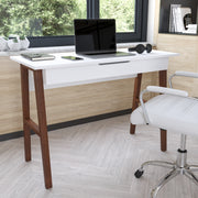 Darla Home Office Writing Computer Desk with Drawer - Table Desk for Writing and Work, White/Walnut