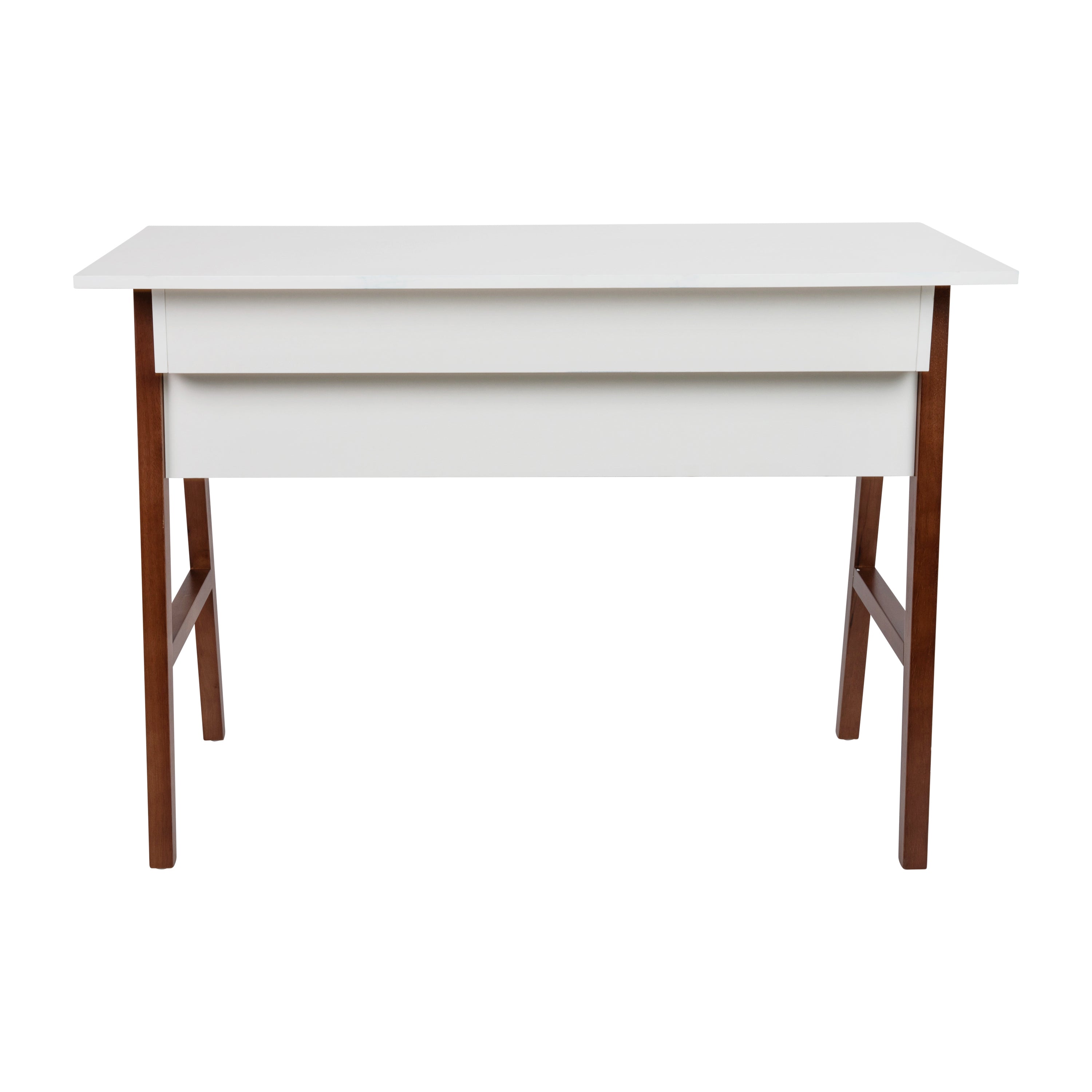 Darla Home Office Writing Computer Desk with Drawer - Table Desk for Writing and Work, White/Walnut