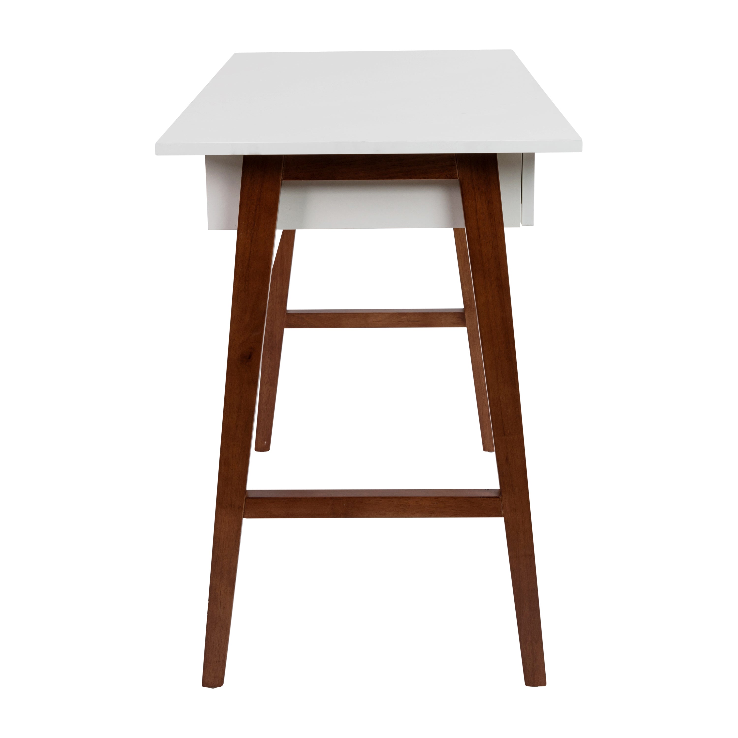 Darla Home Office Writing Computer Desk with Drawer - Table Desk for Writing and Work, White/Walnut
